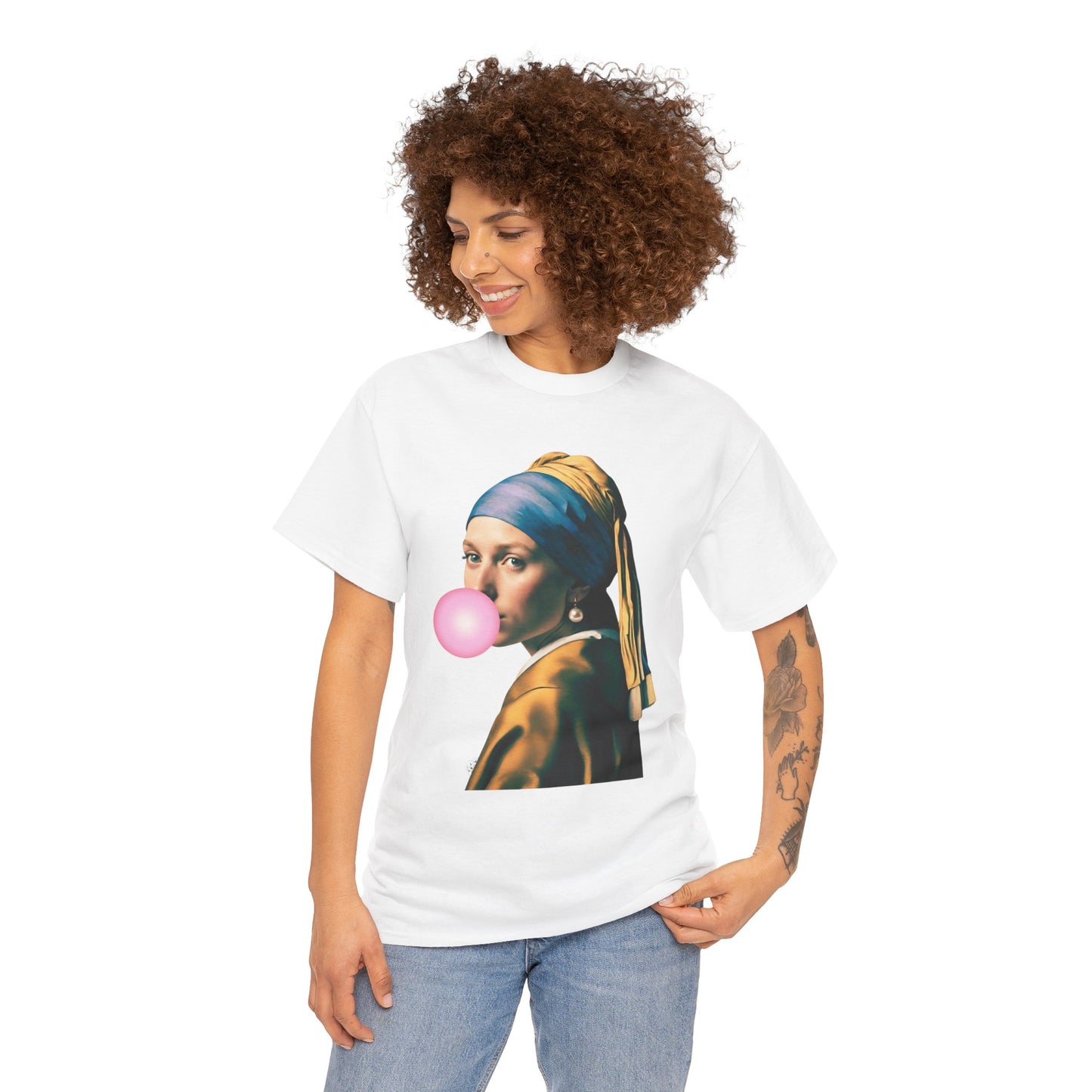 Bubble Gum Girl with a Pearl Earring Johannes Vermeer - Flashlander Gym Shirt