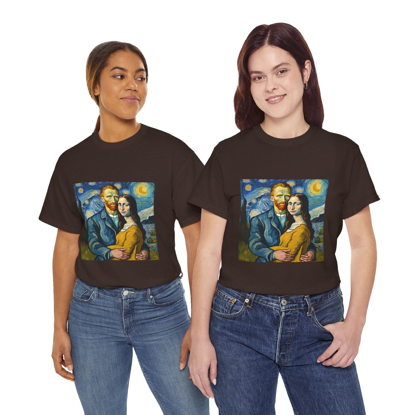 Funny Mona Lisa with Vincent Van Gogh Starry Night - Flashlander Gym Shirt