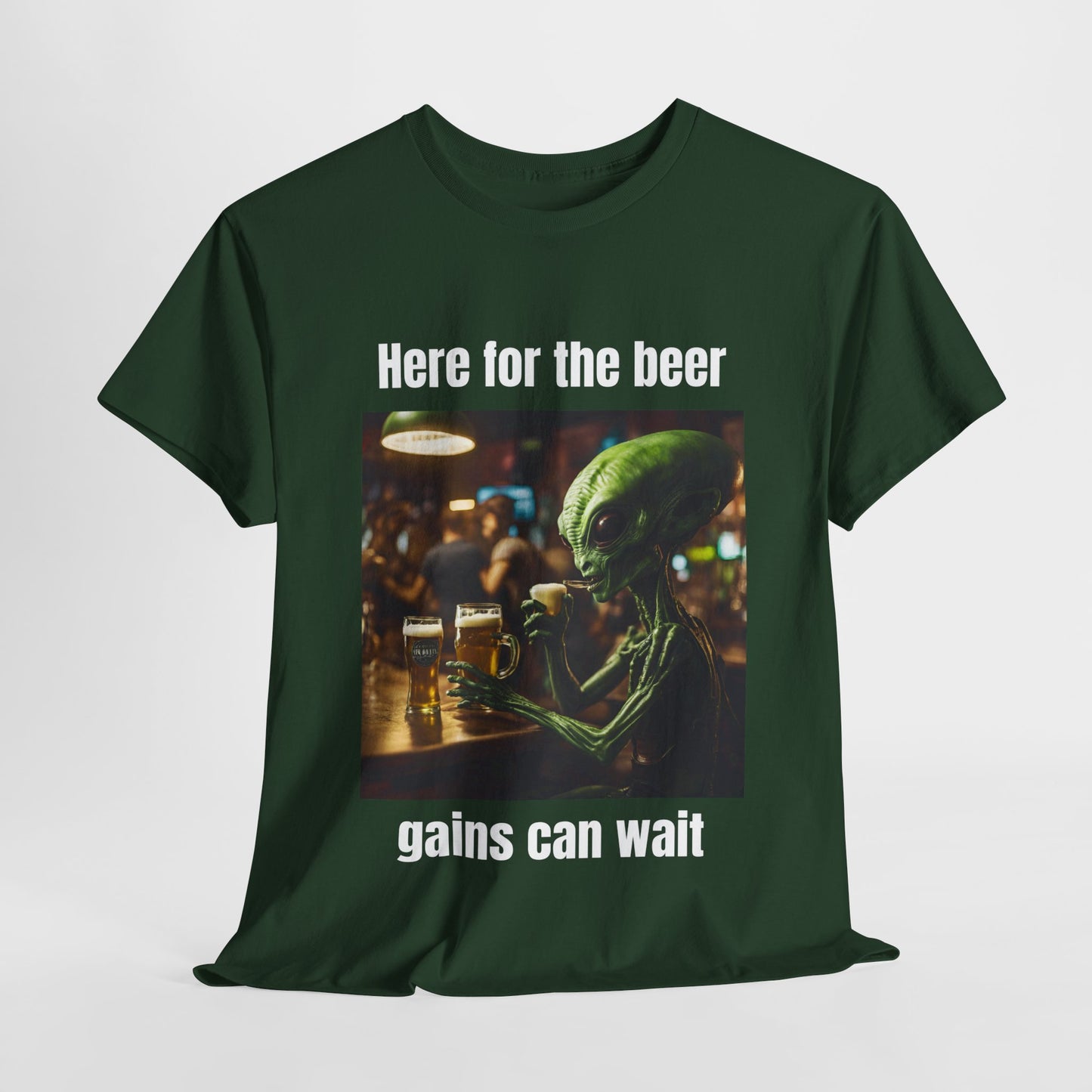 Ici pour la bière, les gains peuvent attendre ! T-shirt de sport Alien Flashlander