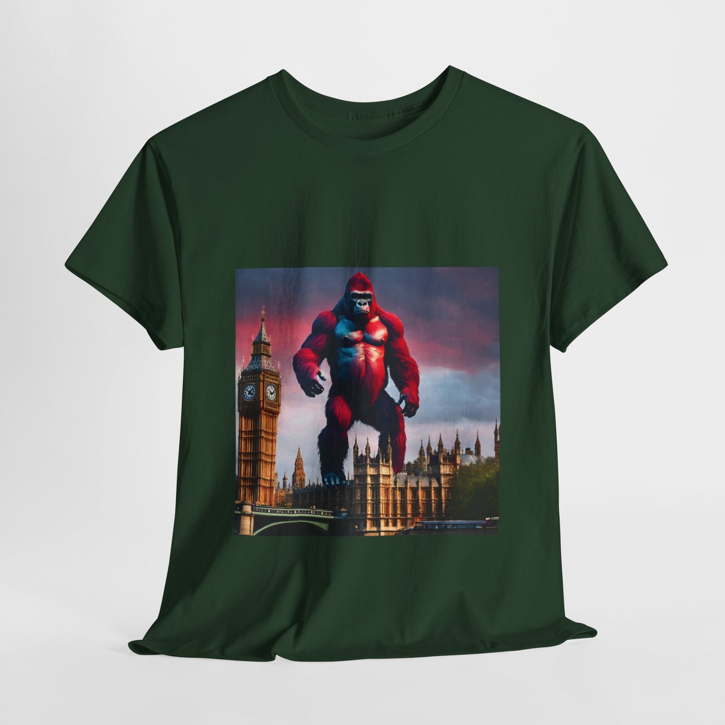 The Red Giant Gorilla Kong in the Big Ben of London Gaphic Tee Flashlander