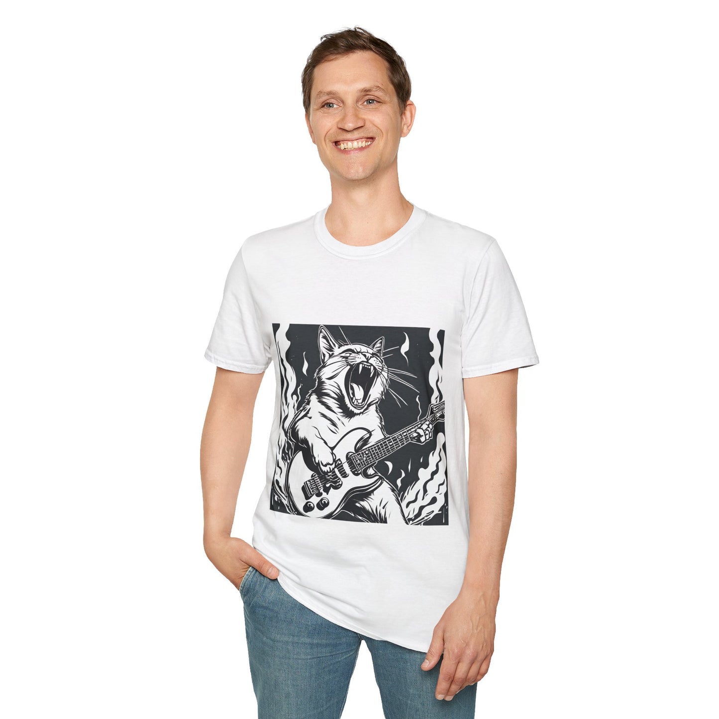 Cat Playing Guitar Flashlander Gym Shirt