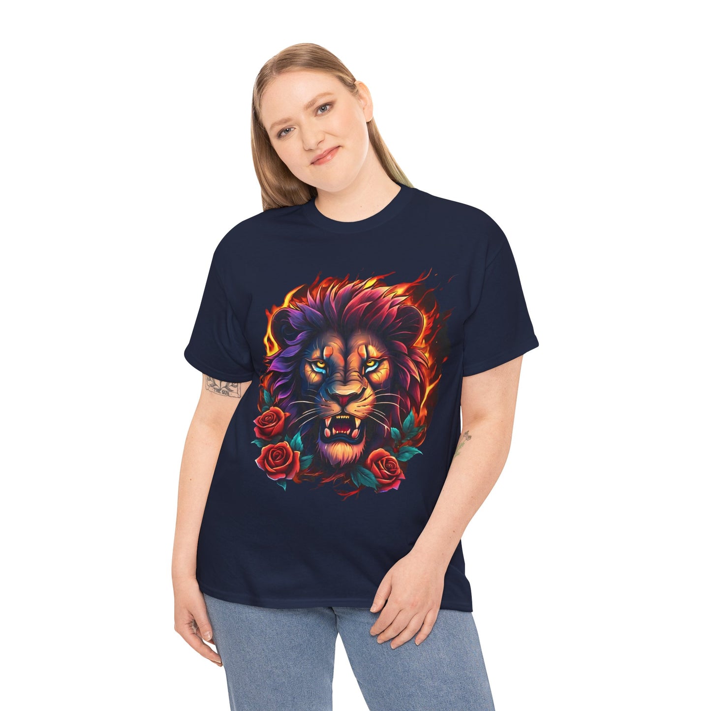 Lion Flames and Roses T-Shirt Flashlander