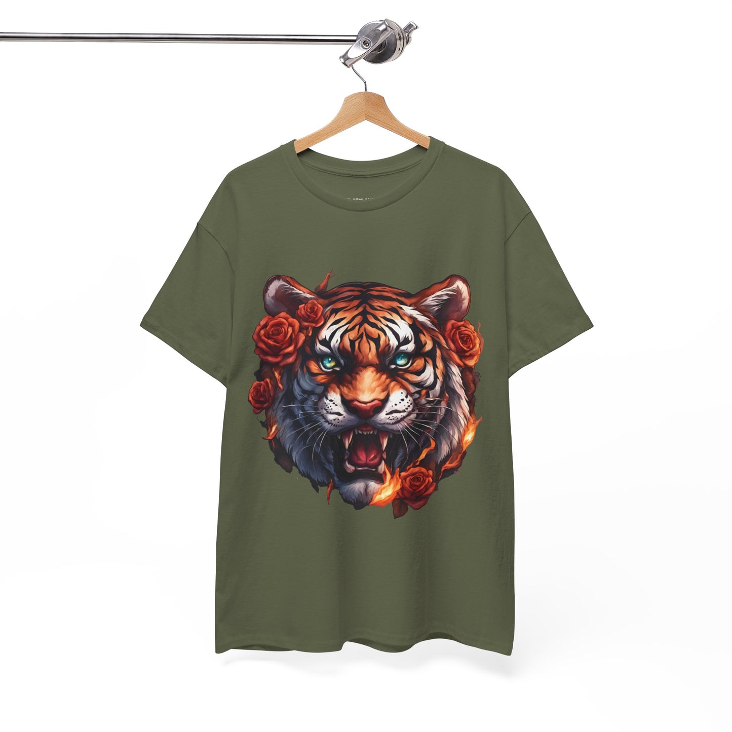 Tiger Flames and Roses T-Shirt Flashlander