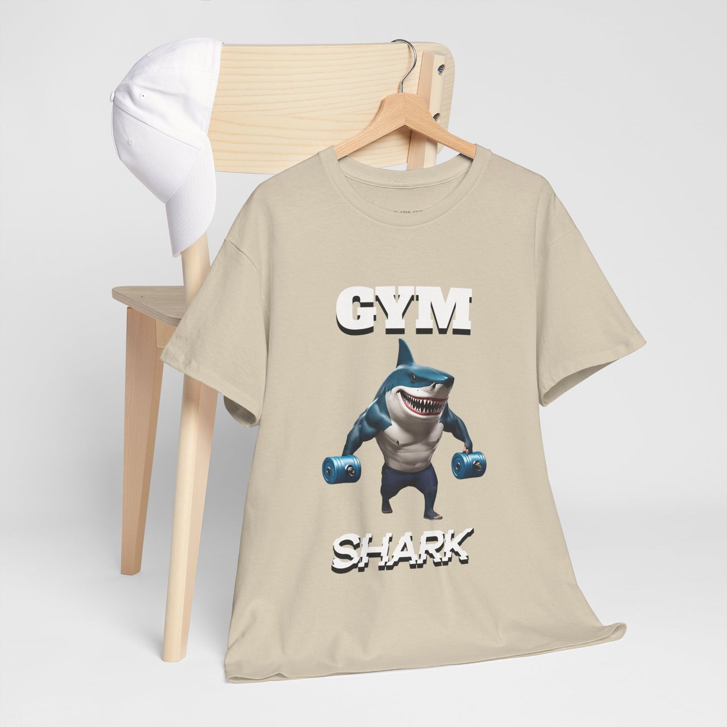 Gym Shark Performance Shirt Flashlander Cotton Unisex Charcoal Black Graphic Tee