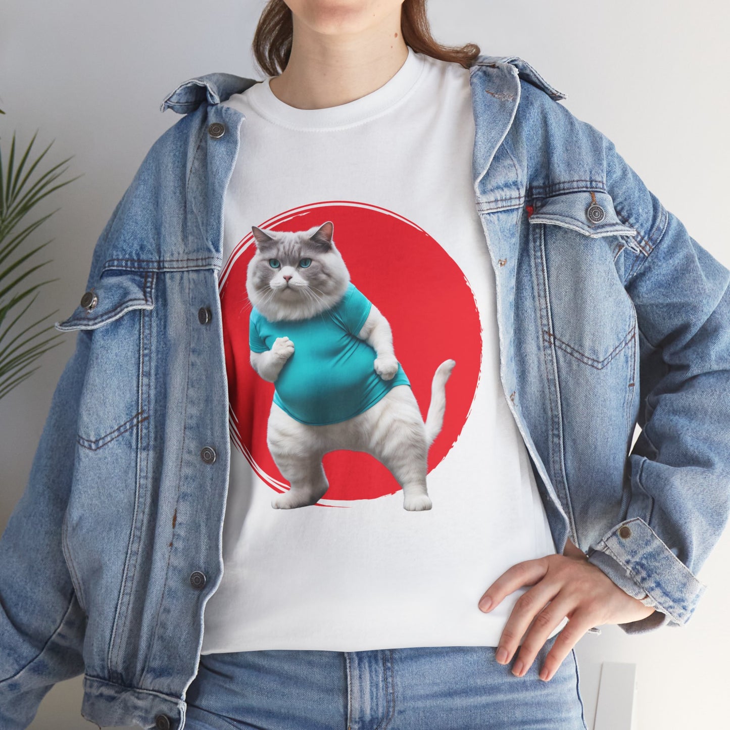 Camiseta de gimnasio Flashlander con divertido gato gordo de karate