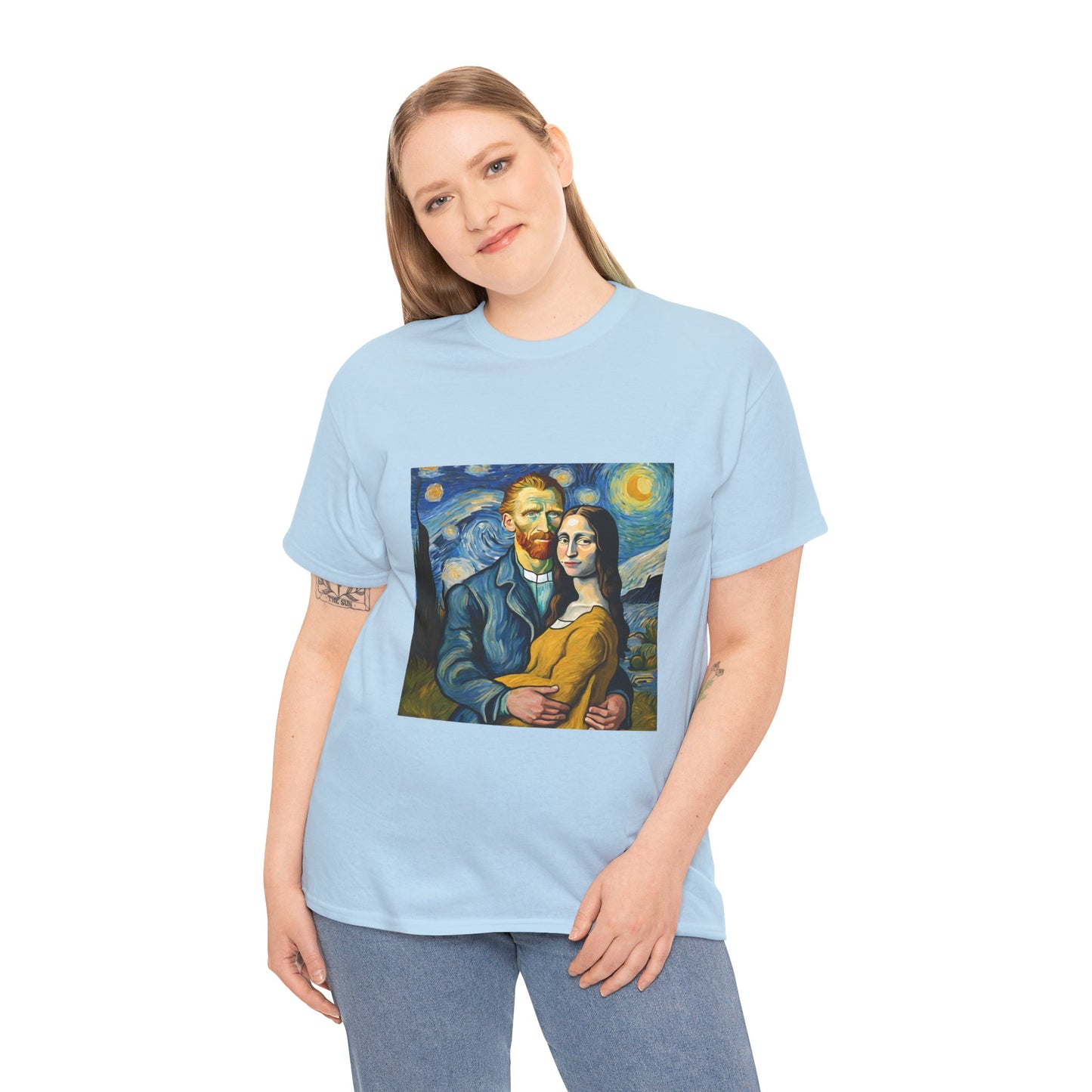 Funny Mona Lisa with Vincent Van Gogh Starry Night - Flashlander Gym Shirt