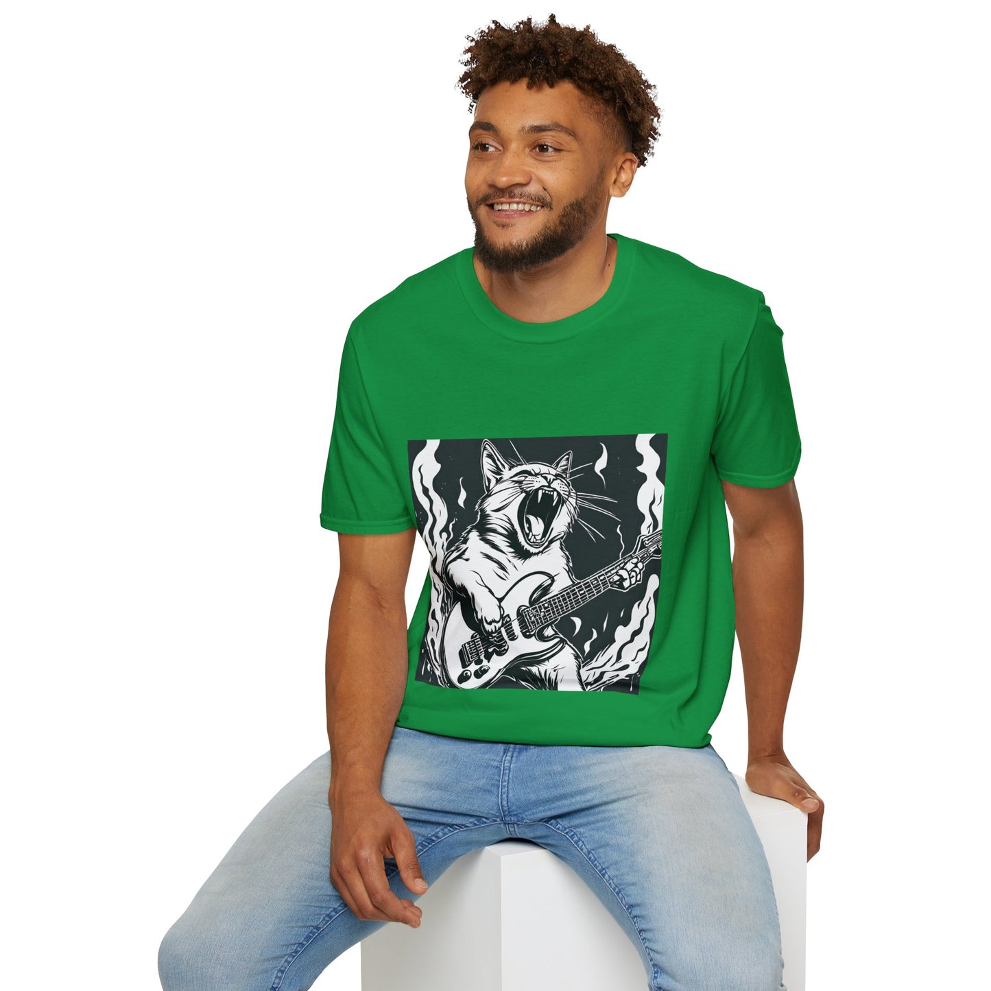 Cat Playing Guitar Flashlander Gym Shirt