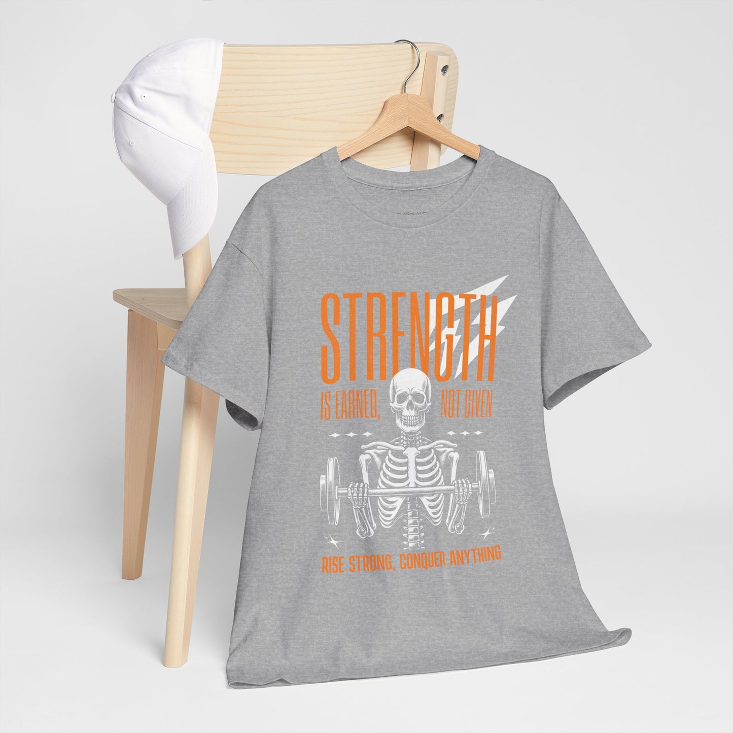 Skeleton Lifter Bodybuilder Shirt Flashlander Strength Is Earned Not Given Gym T-Shirt Cotton Unisex Graphic Tee