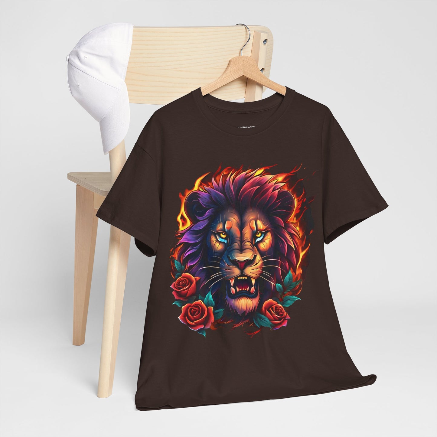 Lion Flames and Roses T-Shirt Flashlander