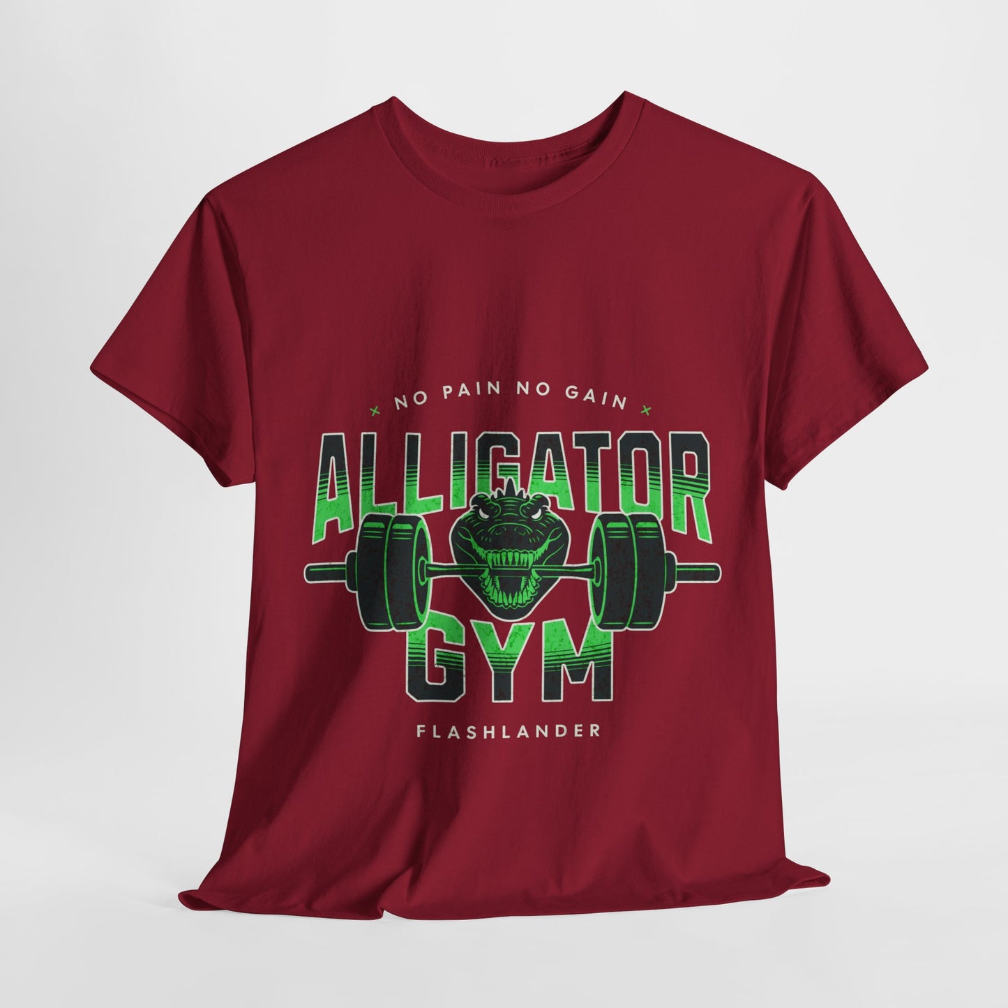 Aligator Gym Shirt Flashlander Cotton Unisex Charcoal Black Graphic Tee