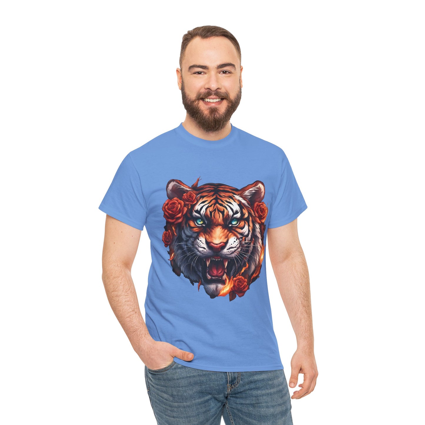 Tiger Flames and Roses T-Shirt Flashlander