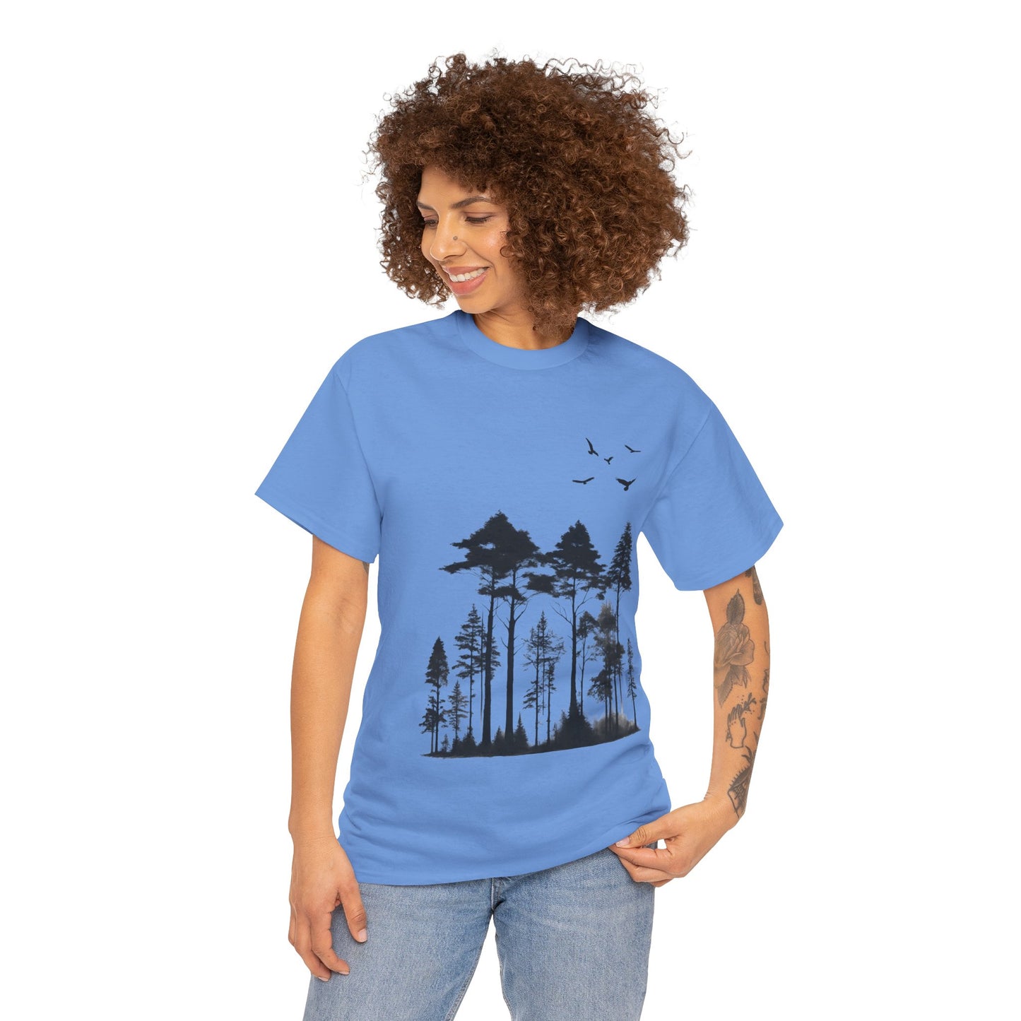 Camisa del bosque de pinos Camiseta unisex de algodón pesado Flashlander