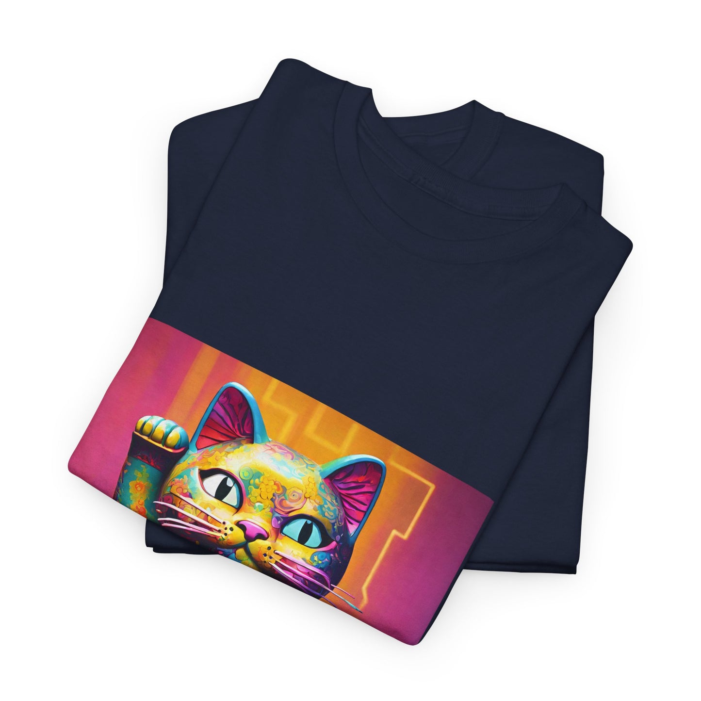 Camiseta de gimnasia Flashlander con el gato de la suerte japonés Manekineko y nombre japonés personalizado