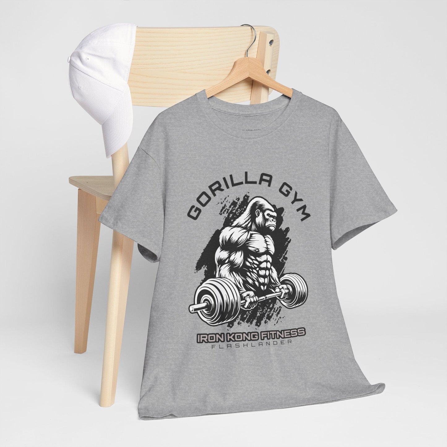 T-shirt de sport Gorilla Flashlander en coton unisexe, noir anthracite, graphique de performance