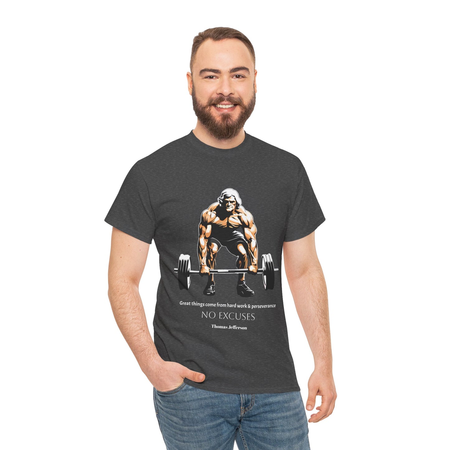 Thomas Jefferson Bodybuilder Shirt - Flashlander Great Things Come From Hard Work And Perseverance, No excuses Graphic Tee