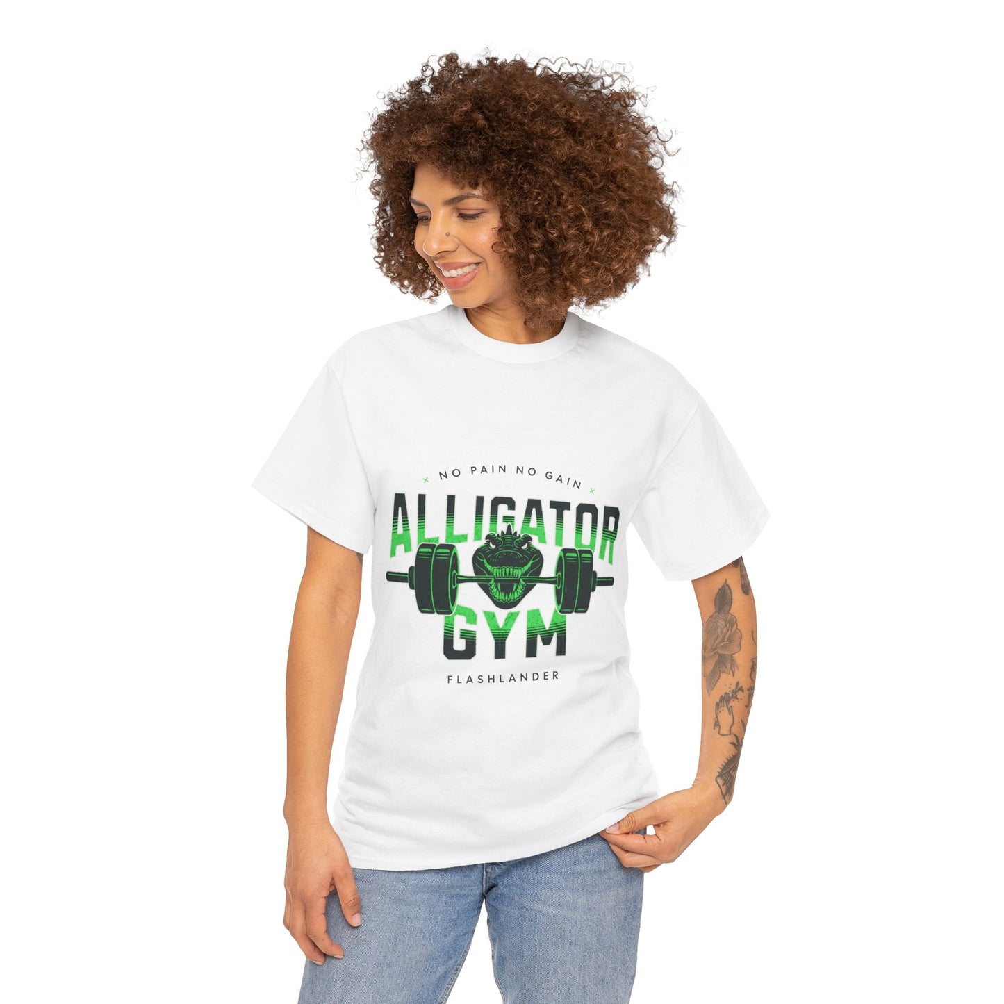 Aligator Gym Shirt Flashlander Cotton Unisex Charcoal Black Graphic Tee