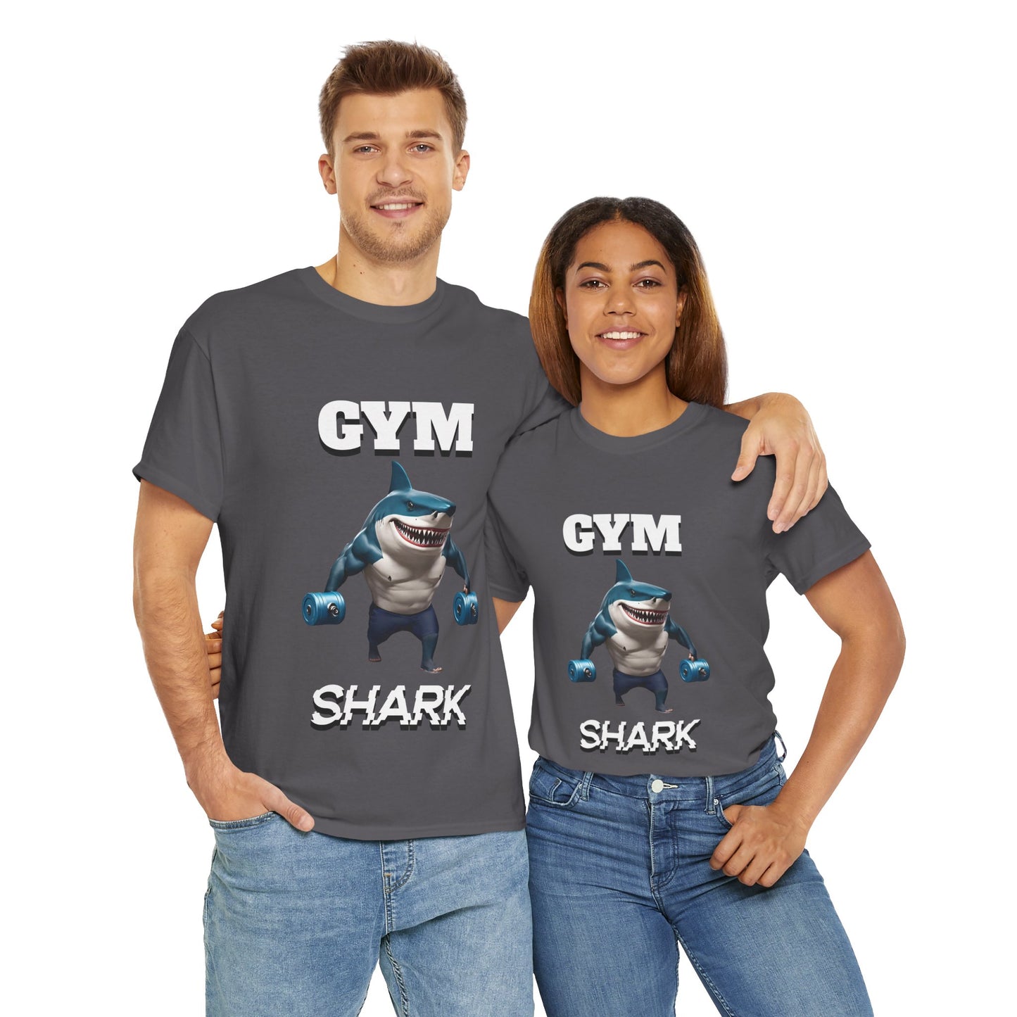 Gym Shark Performance Shirt Flashlander Cotton Unisex Charcoal Black Graphic Tee