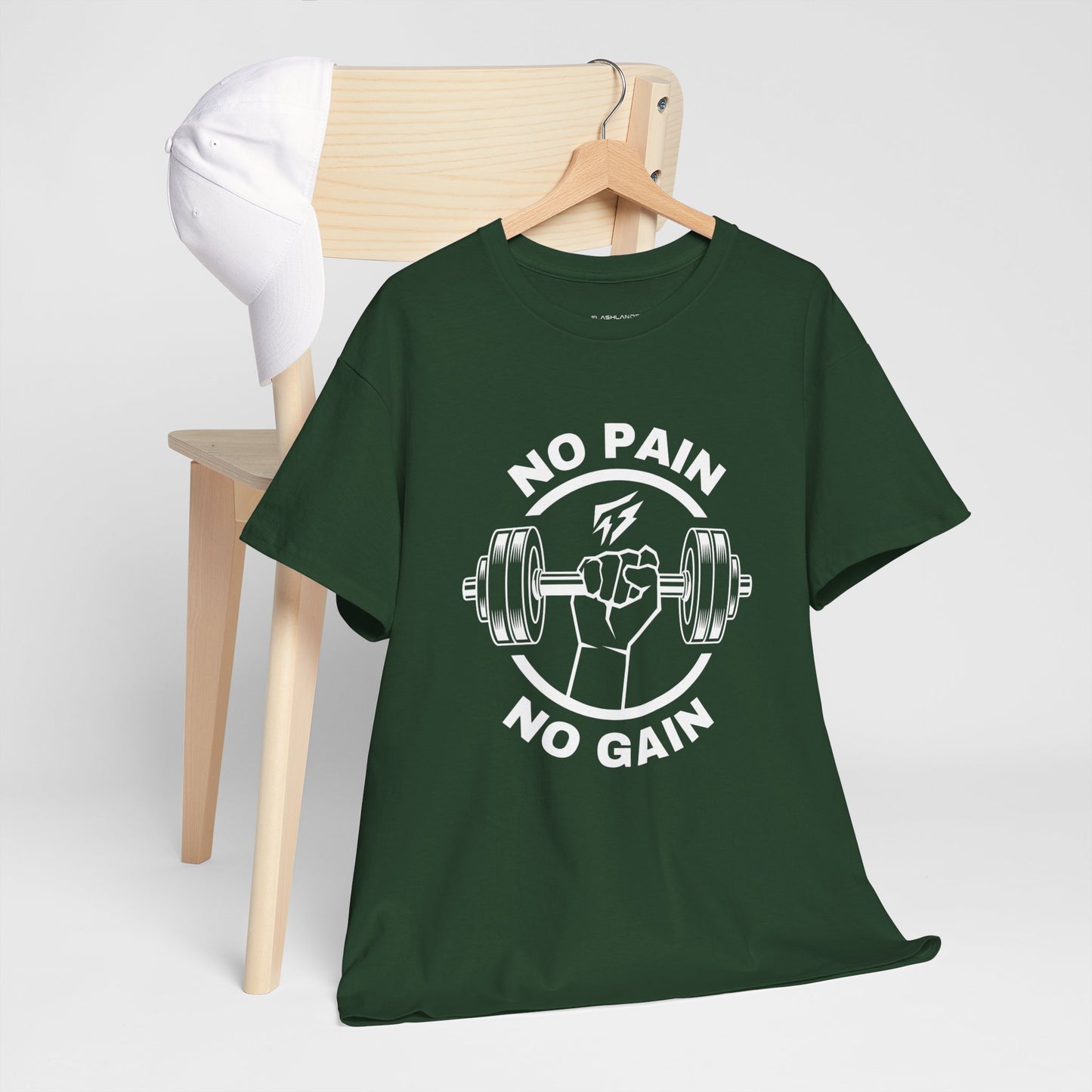 T-shirt de sport Lifting Flashlander avec citation « No Pain No Gain »