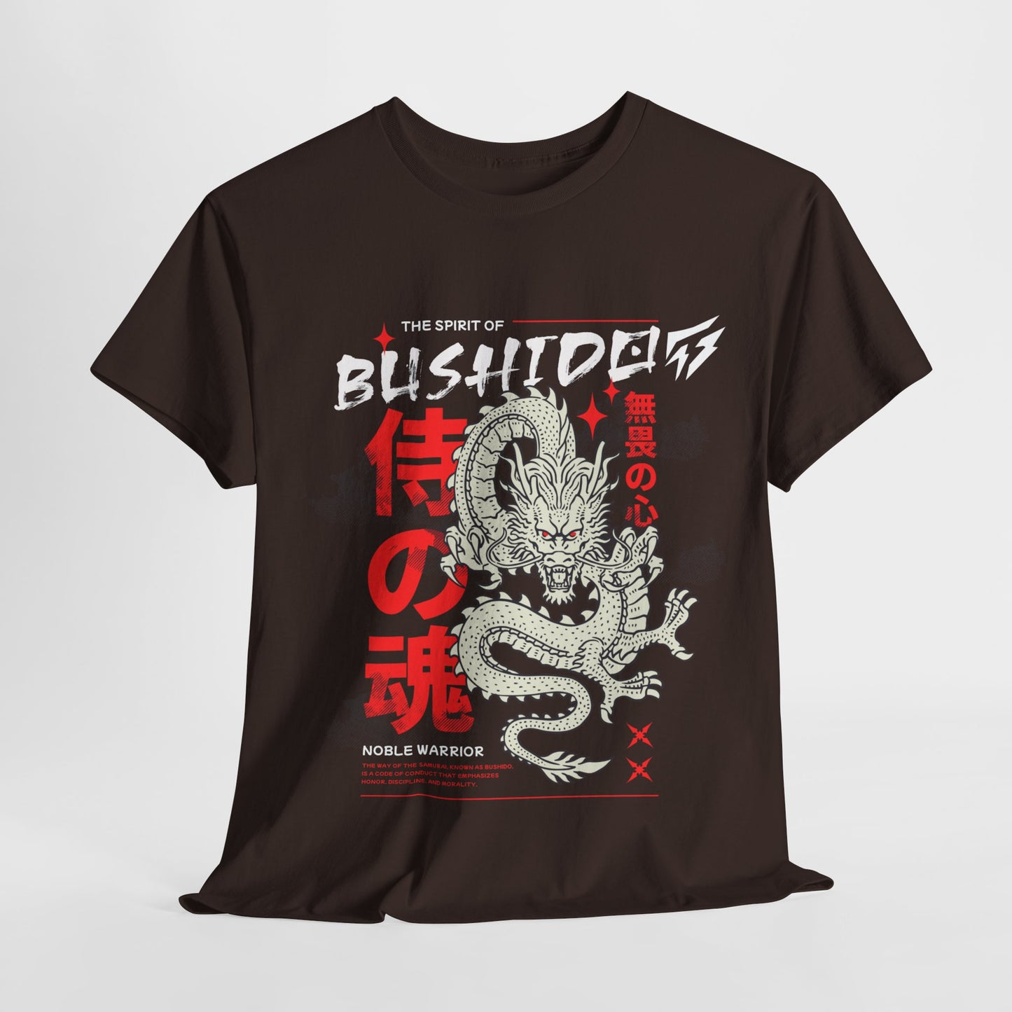 Dragon Gym Shirt The Spirit of Bushido T-Shirt Flashlander Cotton Unisex Charcoal Black Graphic Tee