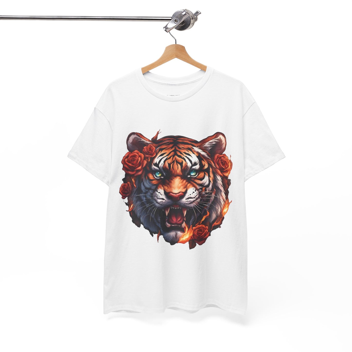 Tiger Flames and Roses T-Shirt Flashlander