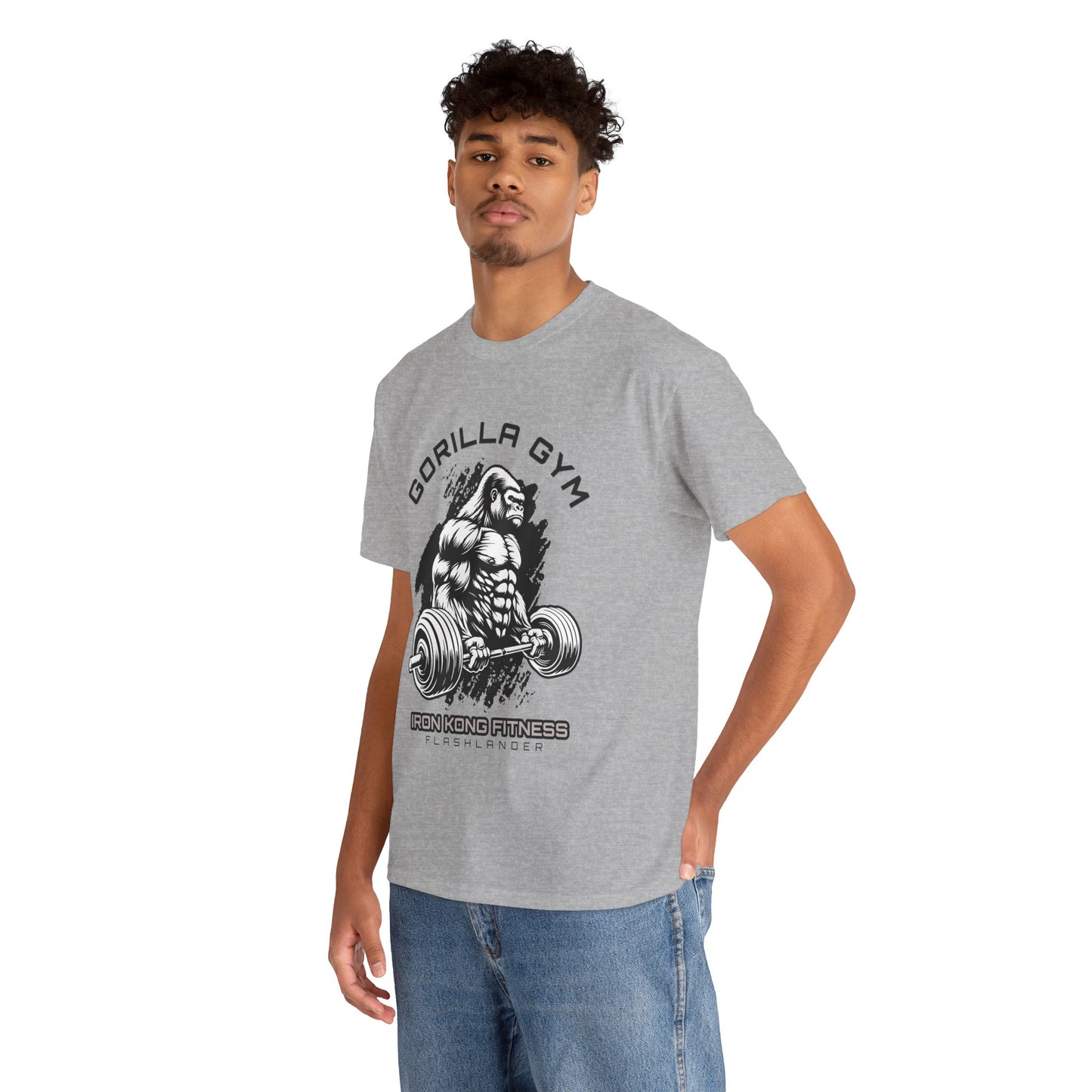 T-shirt de sport Gorilla Flashlander en coton unisexe, noir anthracite, graphique de performance