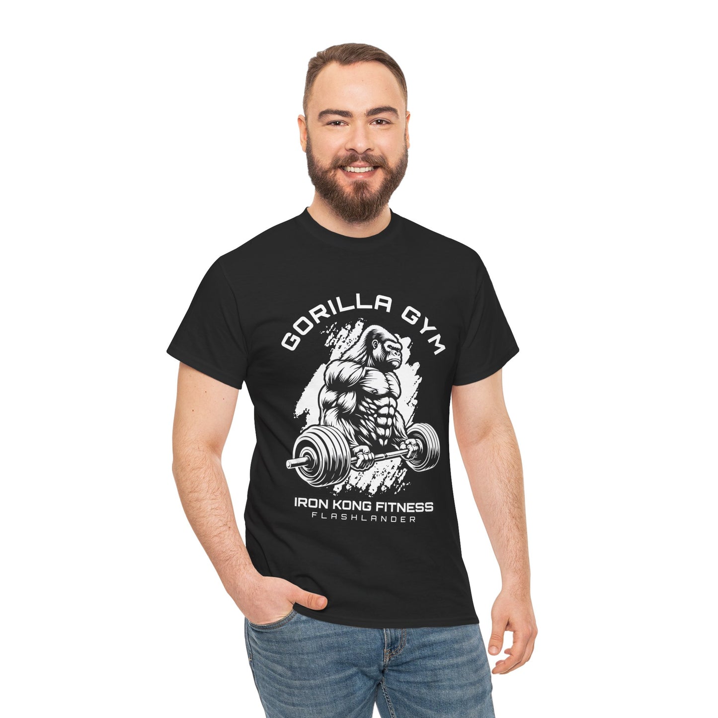 T-shirt de sport Gorilla Flashlander en coton unisexe, noir anthracite, graphique de performance