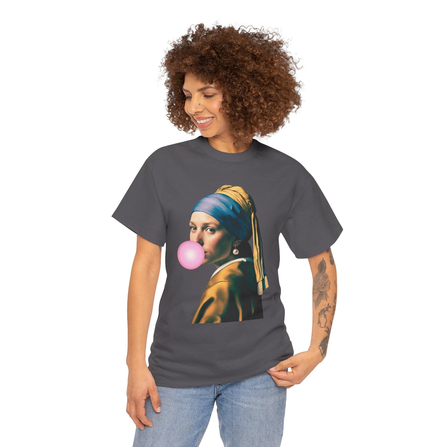 Bubble Gum Girl with a Pearl Earring Johannes Vermeer - Flashlander Gym Shirt