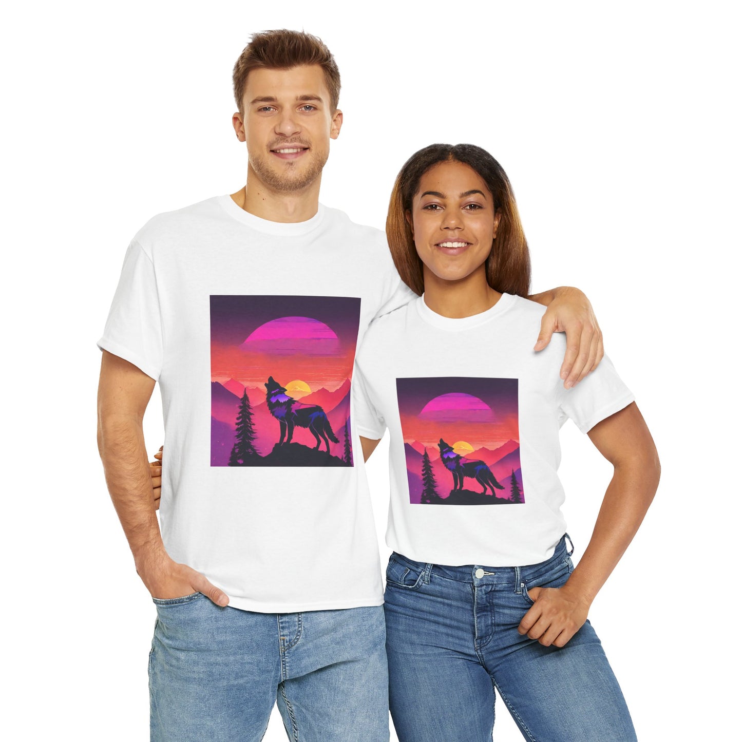 Wolf Majestic Sunset Gaphic Tee Flashlander