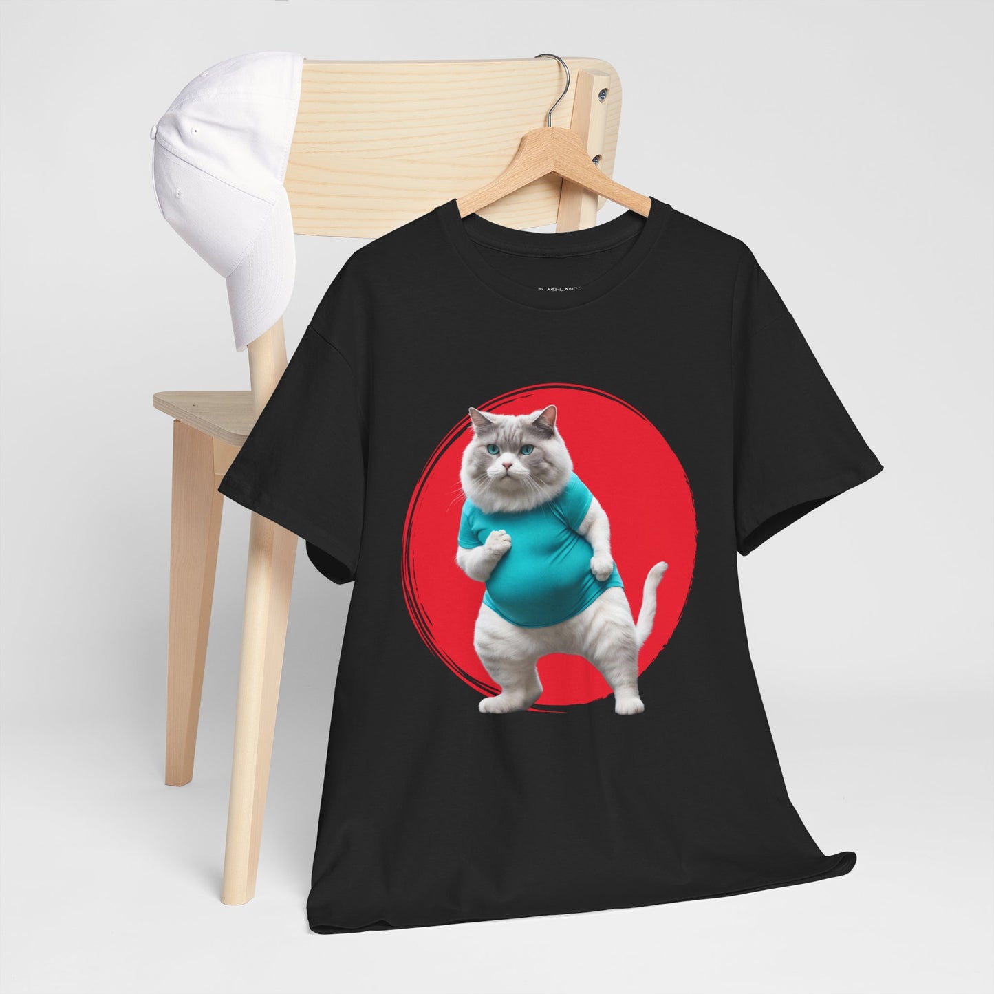 Camiseta de gimnasio Flashlander con divertido gato gordo de karate