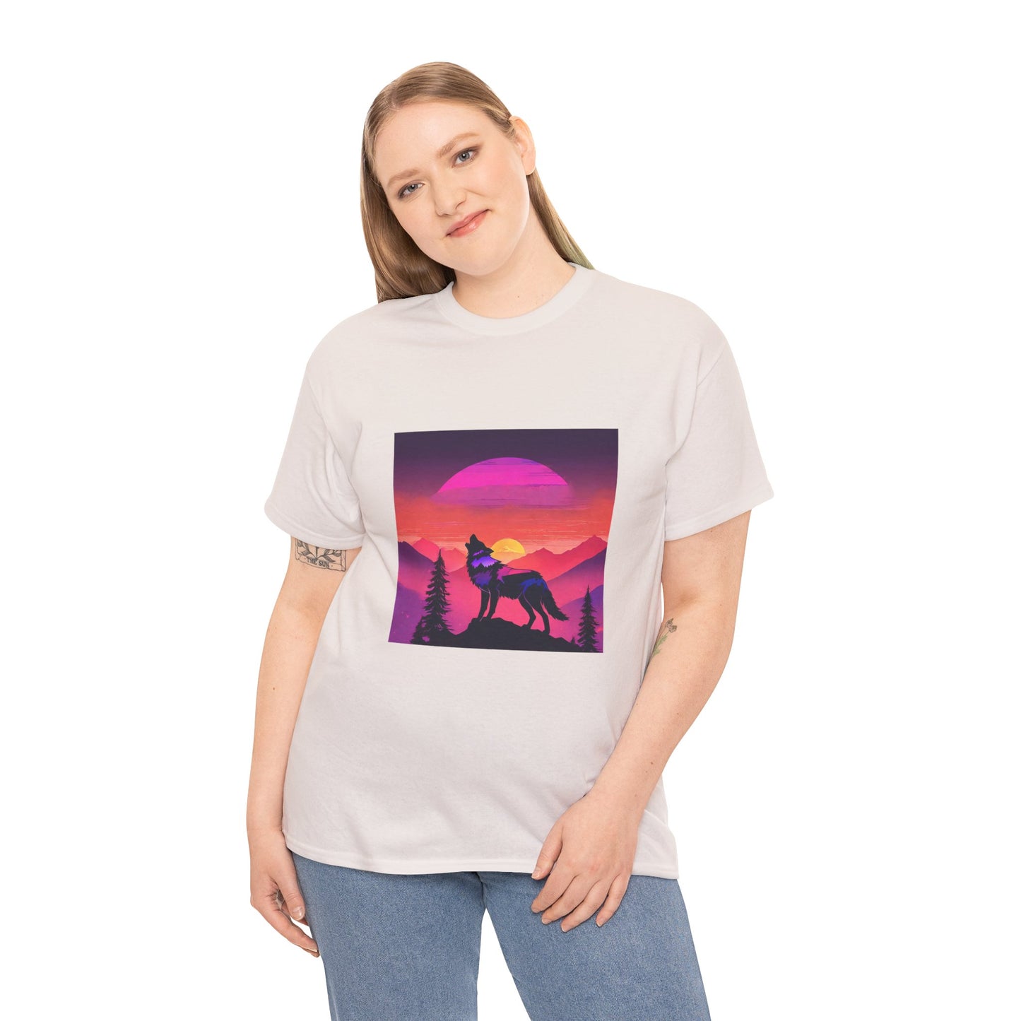 Wolf Majestic Sunset Gaphic Tee Flashlander