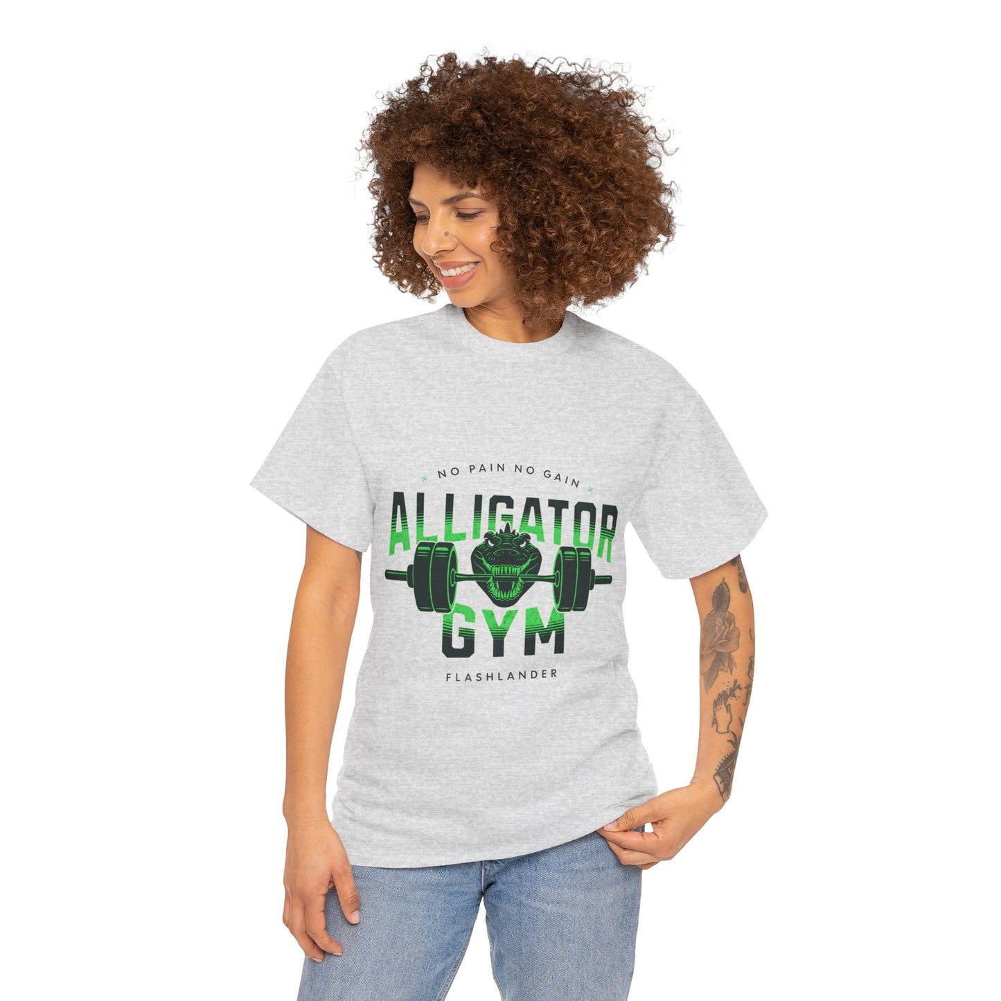 Aligator Gym Shirt Flashlander Cotton Unisex Charcoal Black Graphic Tee