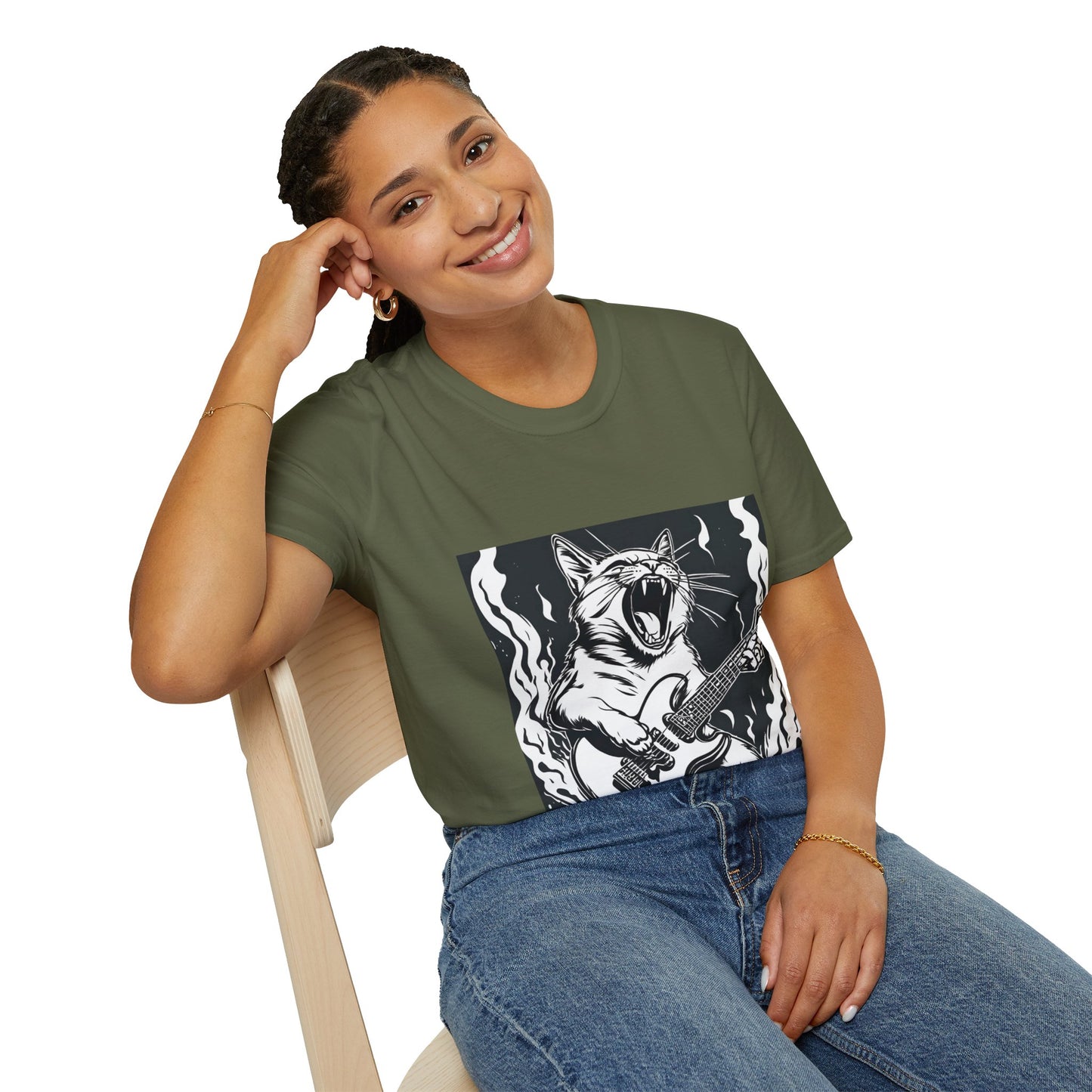 Cat Playing Guitar Flashlander Gym Shirt