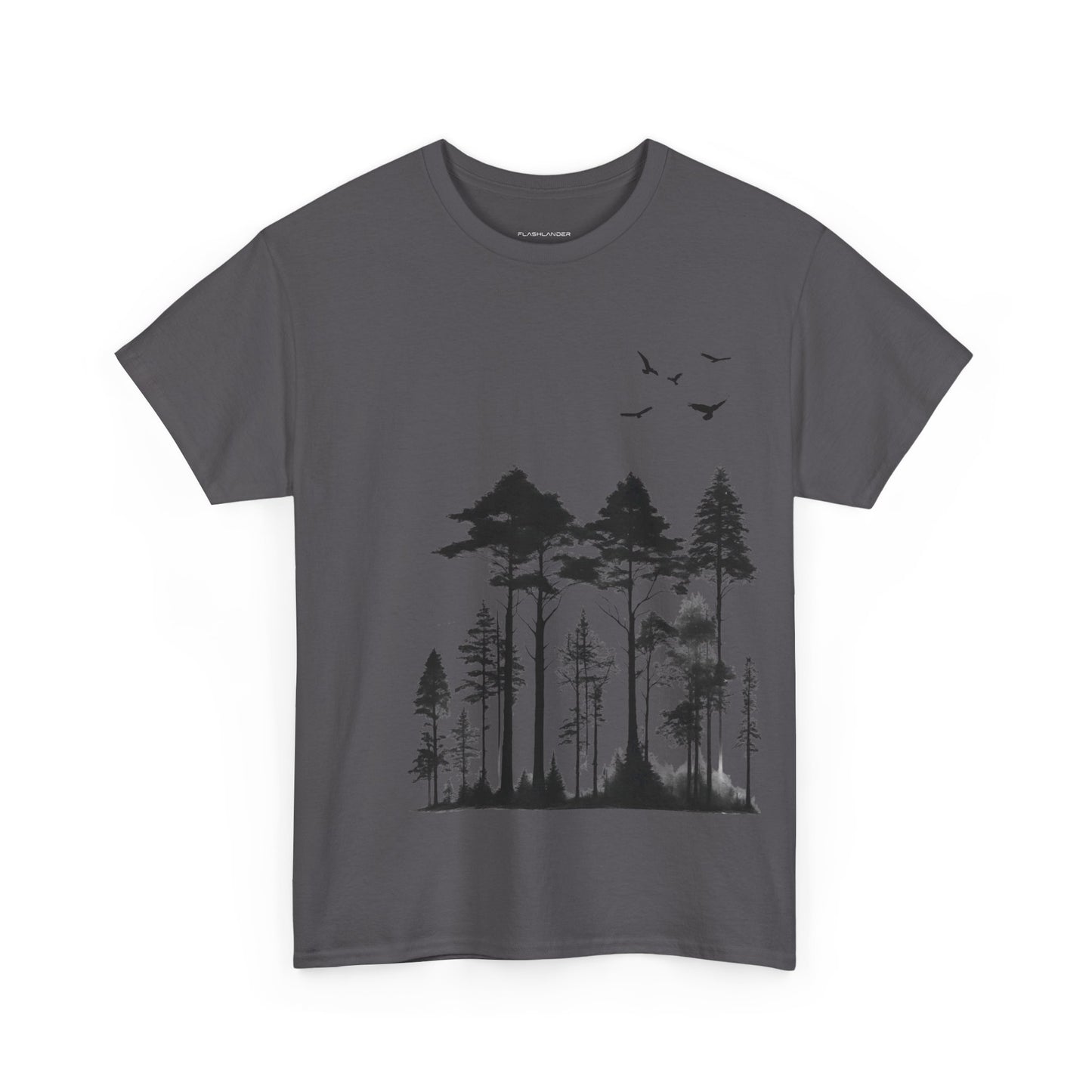 Camisa del bosque de pinos Camiseta unisex de algodón pesado Flashlander