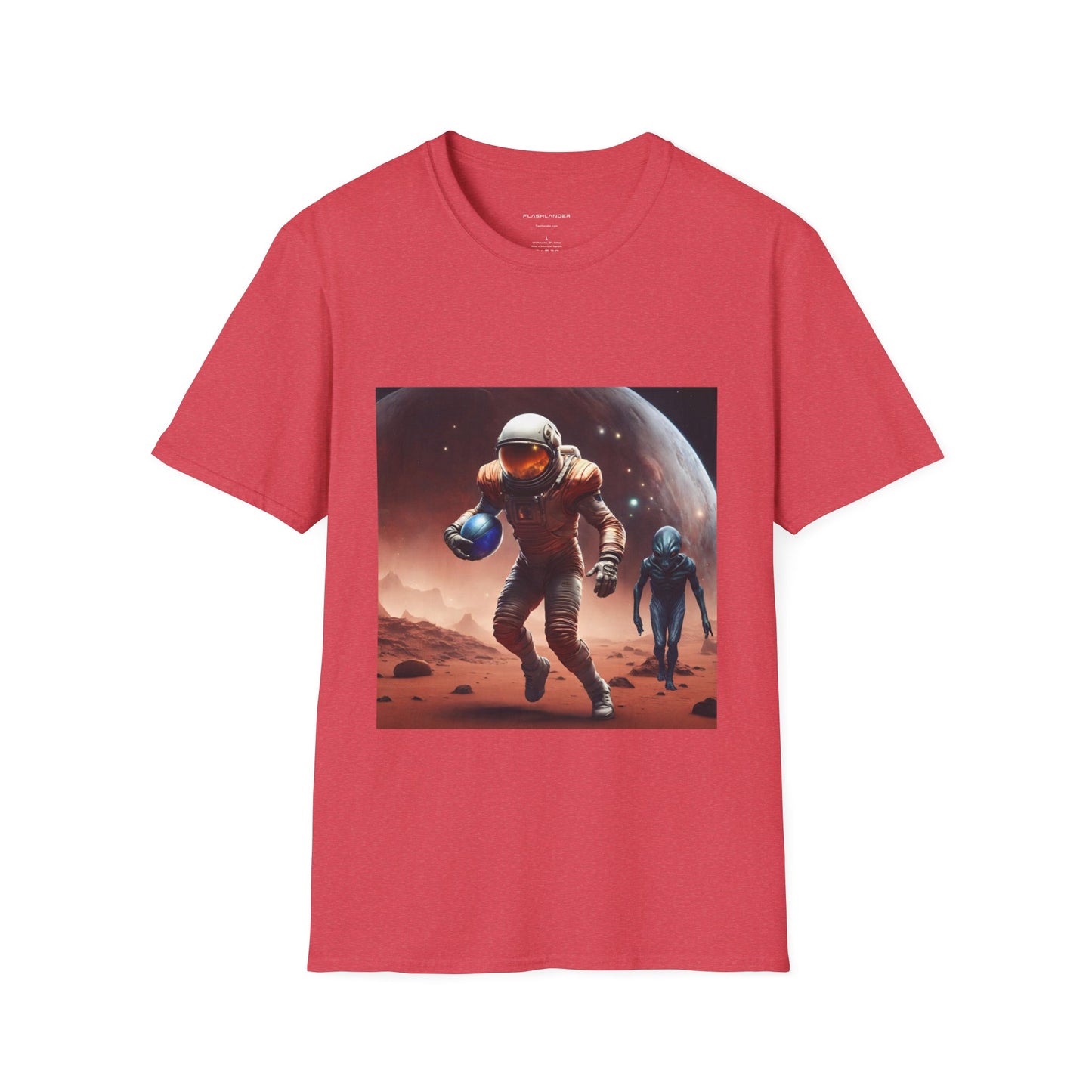 Astronaut and Alien Face Off in Football Gym Shirt Flashlander