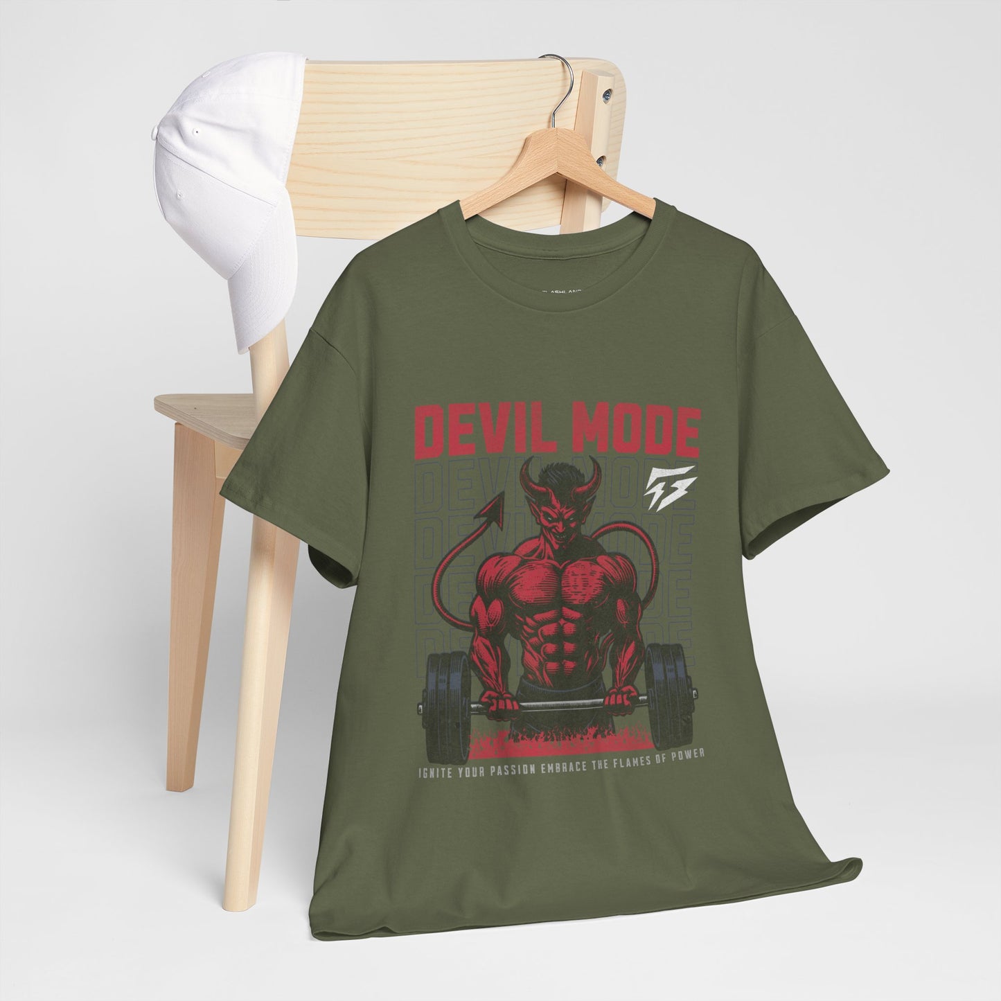 Devil Mode Gym Shirt Flashlander Cotton Unisex Charcoal Black Performance Graphic Tee