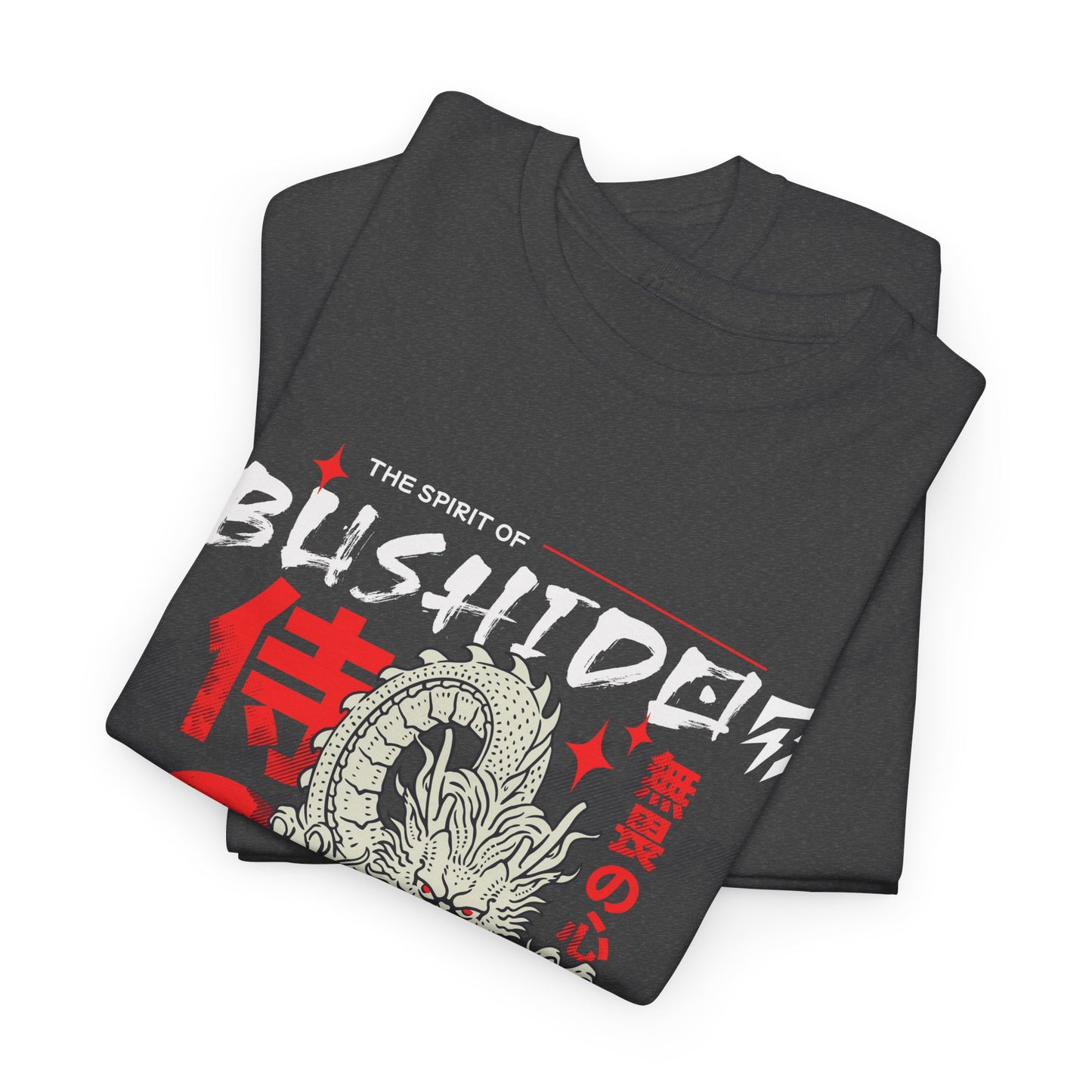 Dragon Gym Shirt The Spirit of Bushido T-Shirt Flashlander Cotton Unisex Charcoal Black Graphic Tee