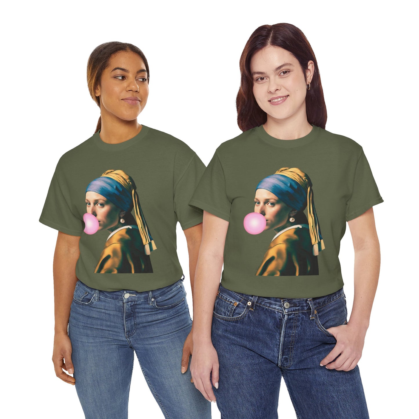 Bubble Gum Girl with a Pearl Earring Johannes Vermeer - Flashlander Gym Shirt