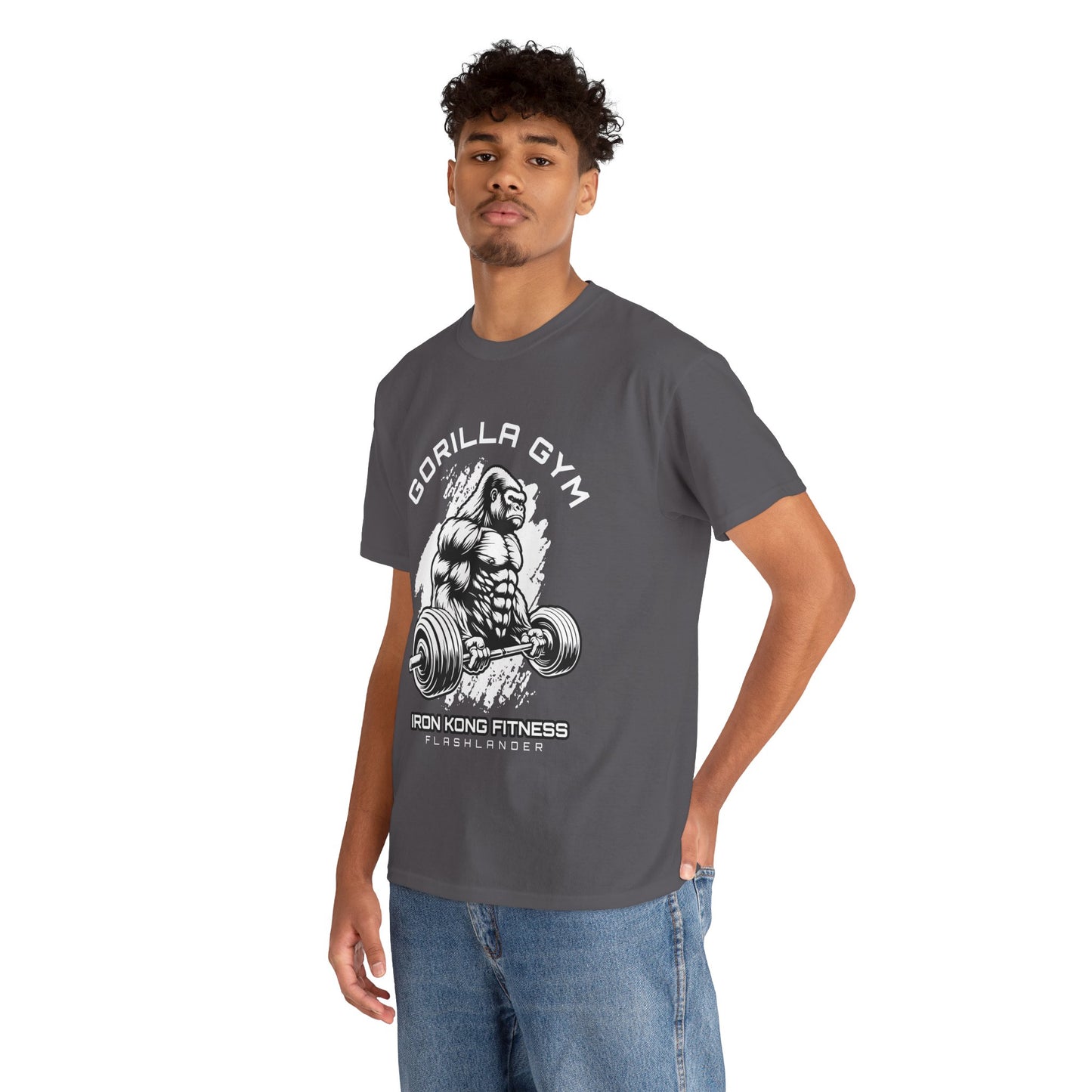 T-shirt de sport Gorilla Flashlander en coton unisexe, noir anthracite, graphique de performance