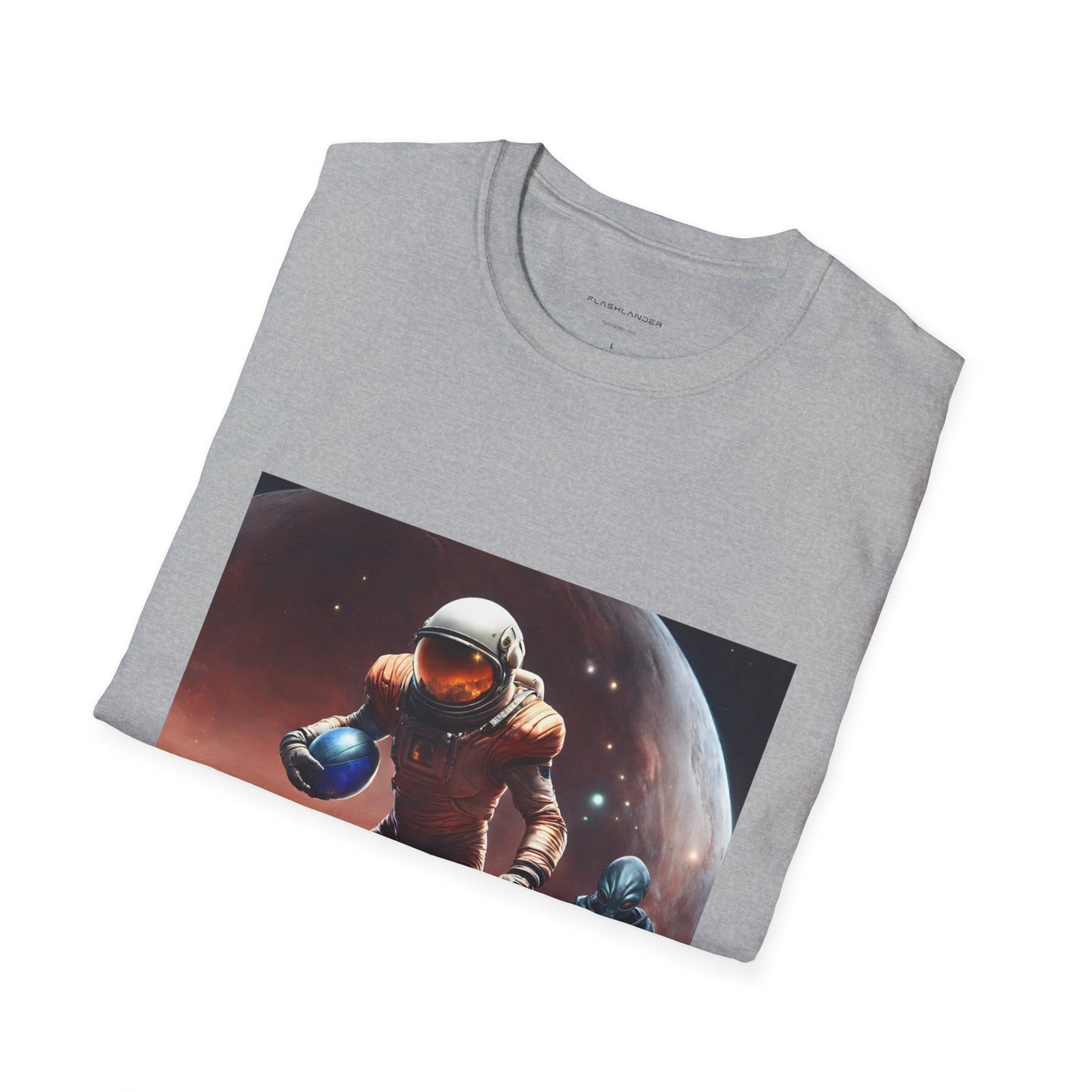 Astronaut and Alien Face Off in Football Gym Shirt Flashlander