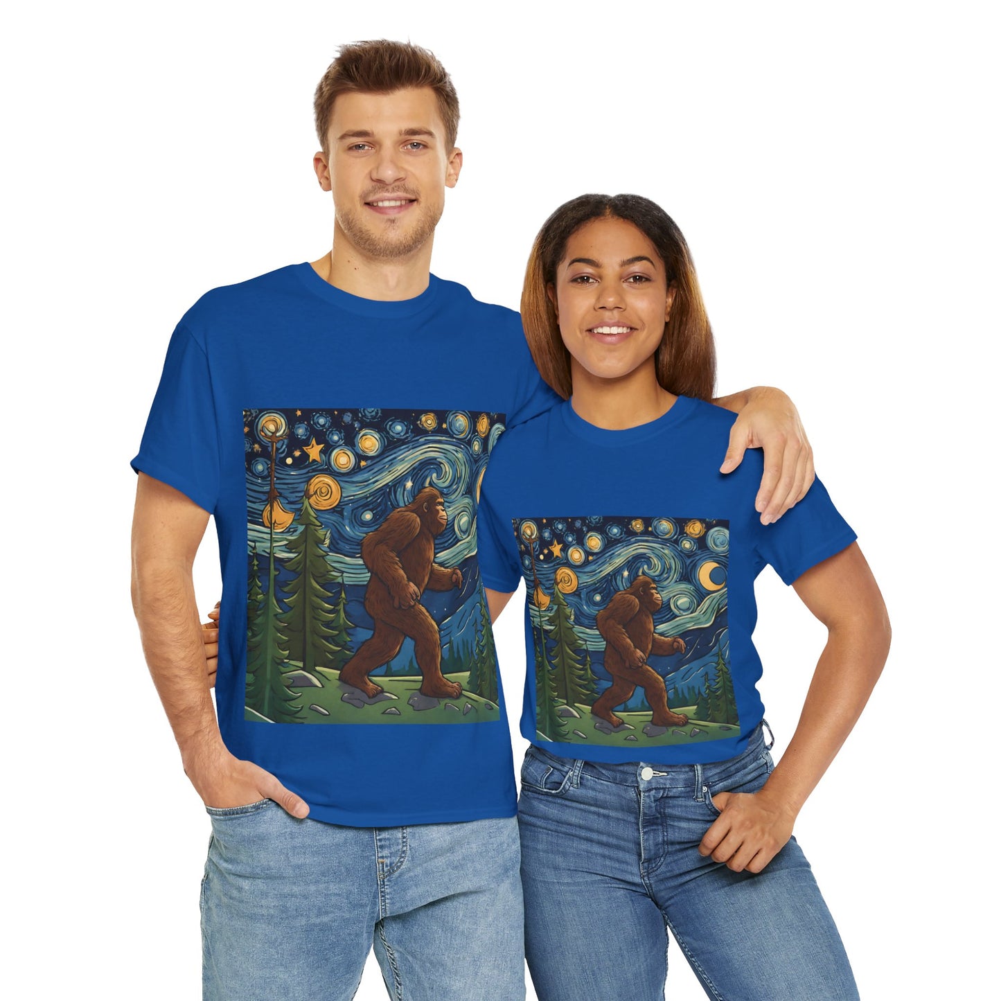 Bigfoot Strolls Through Van Gogh's Starry Night - Flashlander Gym Shirt