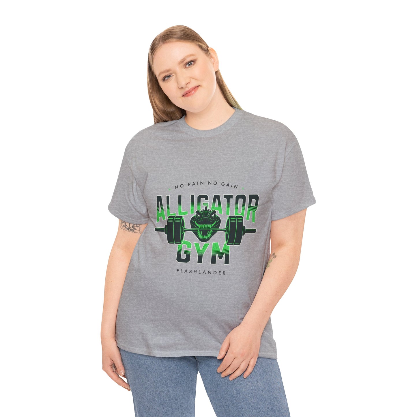 Aligator Gym Shirt Flashlander Cotton Unisex Charcoal Black Graphic Tee