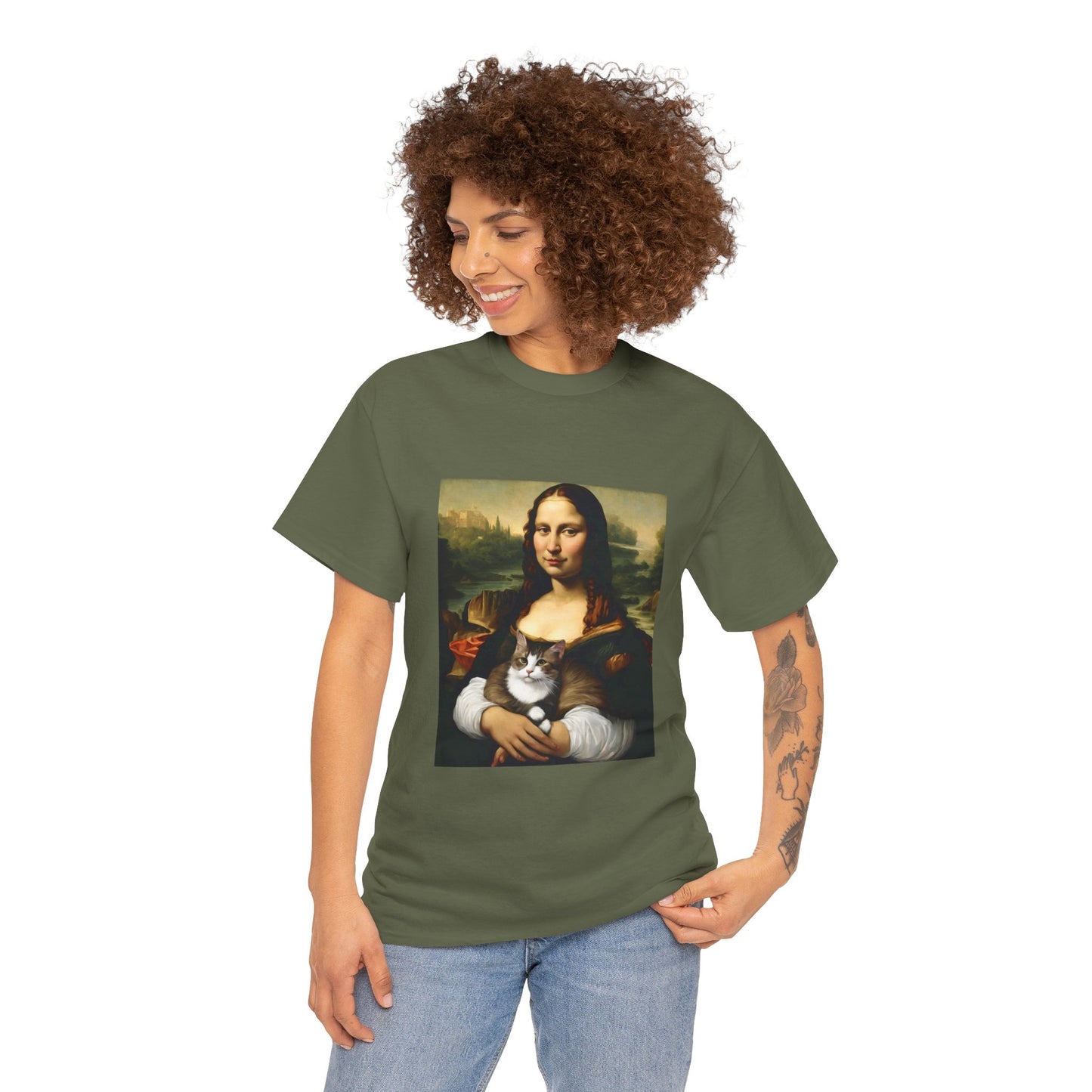 Mona Lisa with Cat - Flashlander Gym Shirt