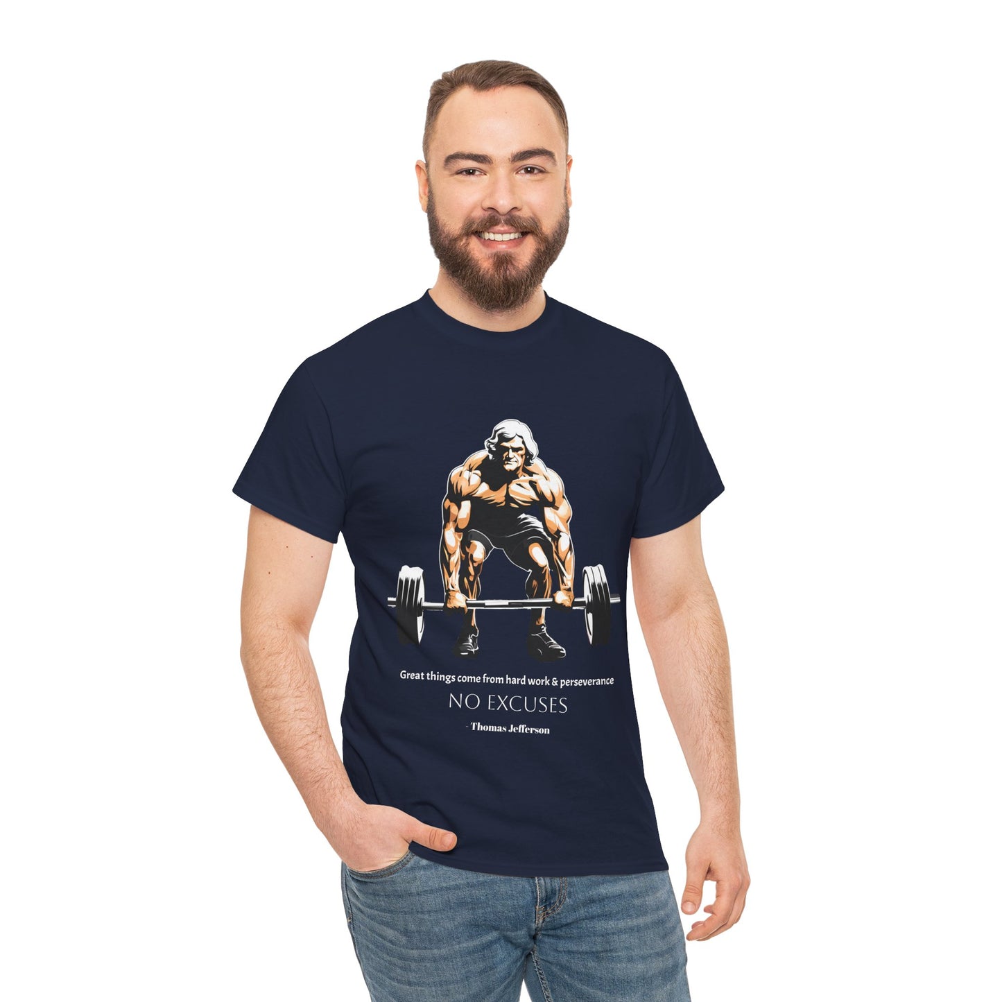 Thomas Jefferson Bodybuilder Shirt - Flashlander Great Things Come From Hard Work And Perseverance, No excuses Graphic Tee