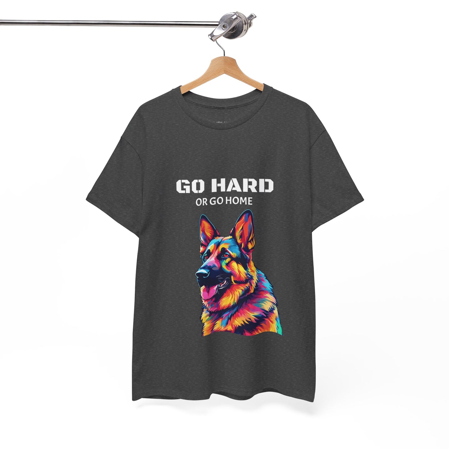 Camiseta de gimnasia Flashlander con diseño de perro pastor alemán Pop Art: "Ve a por todas o vete a casa"