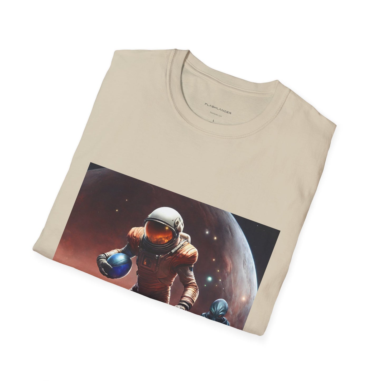 Astronaut and Alien Face Off in Football Gym Shirt Flashlander