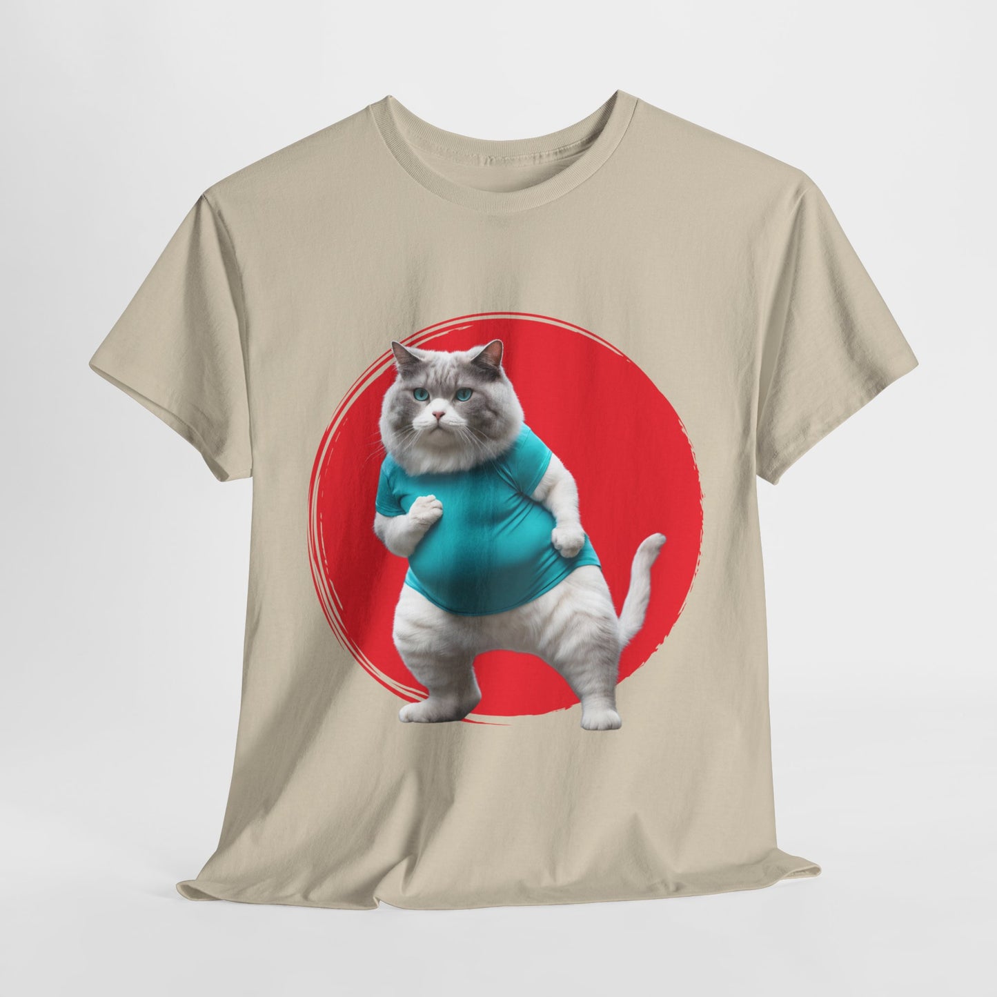 Camiseta de gimnasio Flashlander con divertido gato gordo de karate