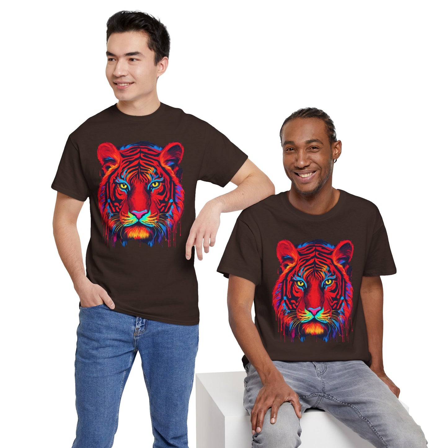 Majestuosa camiseta de Flashlander con diseño pop art de tigre rojo