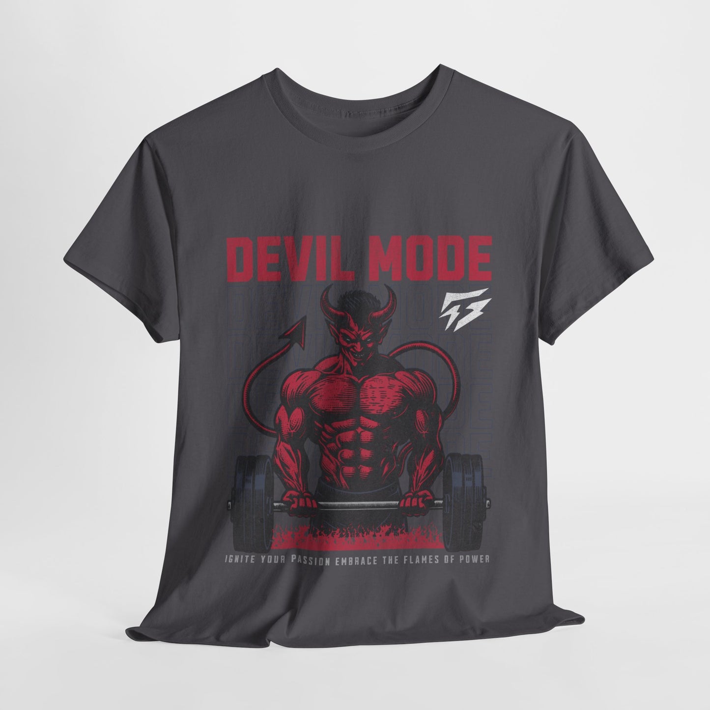 Devil Mode Gym Shirt Flashlander Cotton Unisex Charcoal Black Performance Graphic Tee