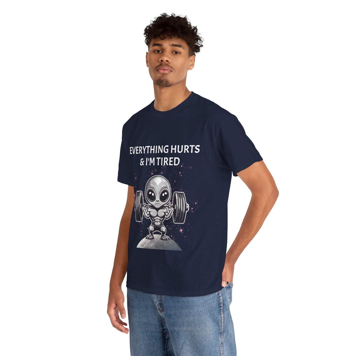 Camiseta de culturista alienígena - Flashlander Camiseta de gimnasio con todo me duele y estoy cansado