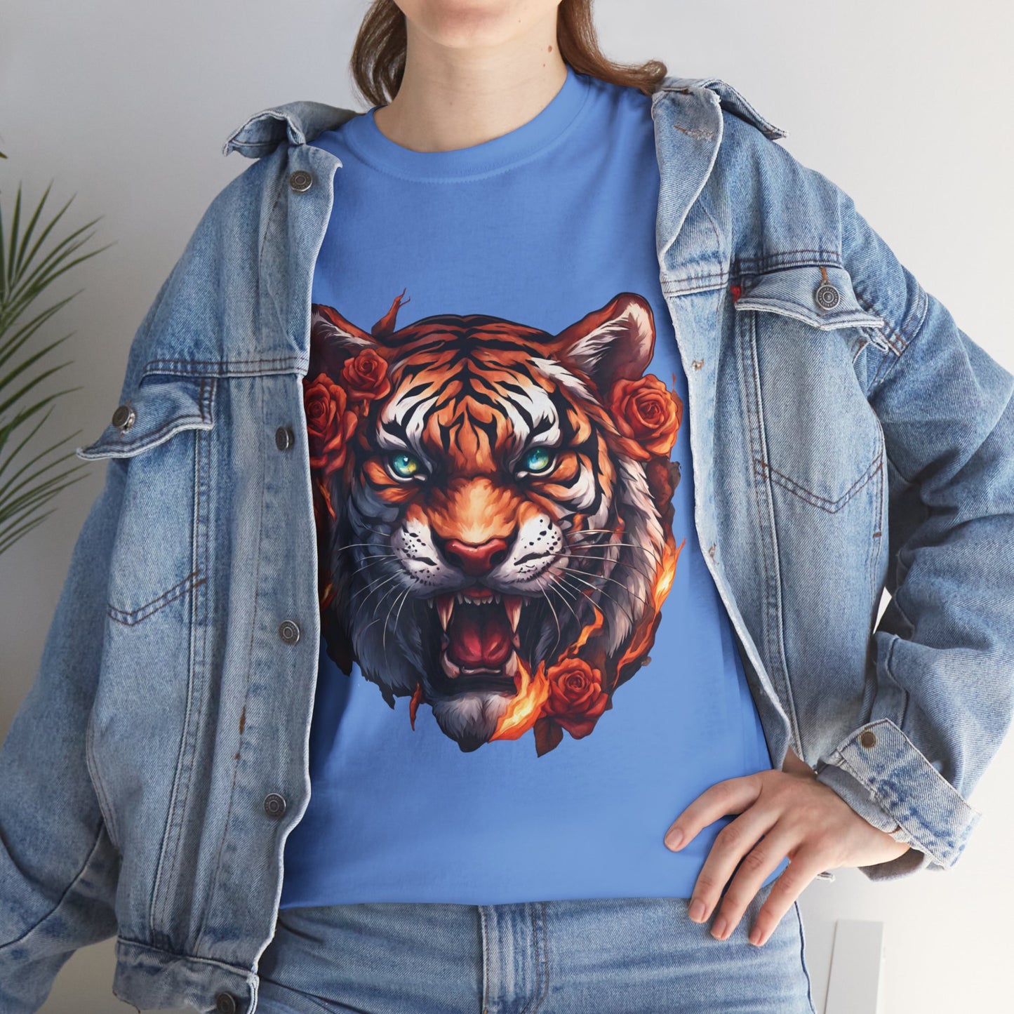 Tiger Flames and Roses T-Shirt Flashlander